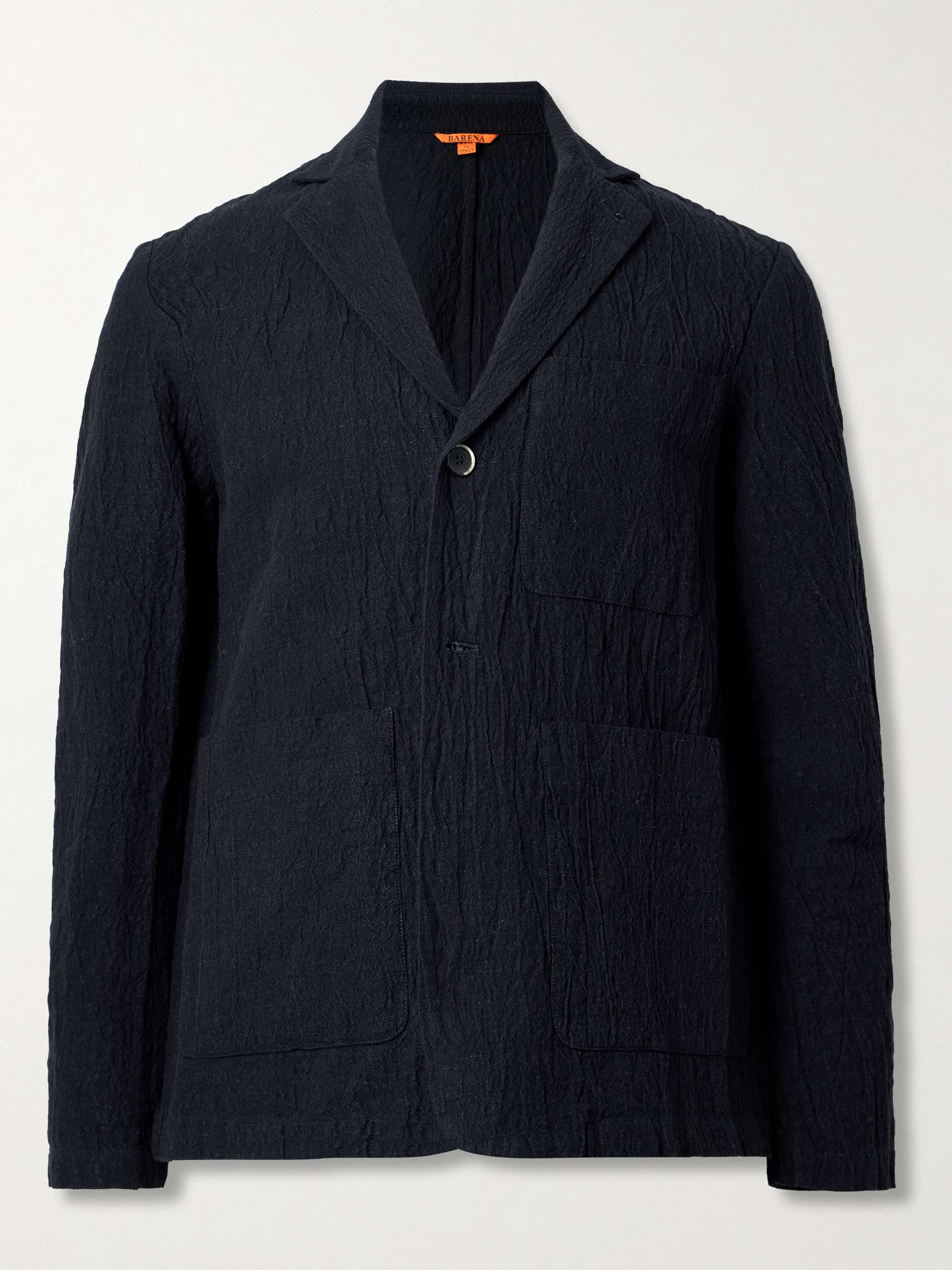 Crinkled Cotton-Blend Suit Jacket view