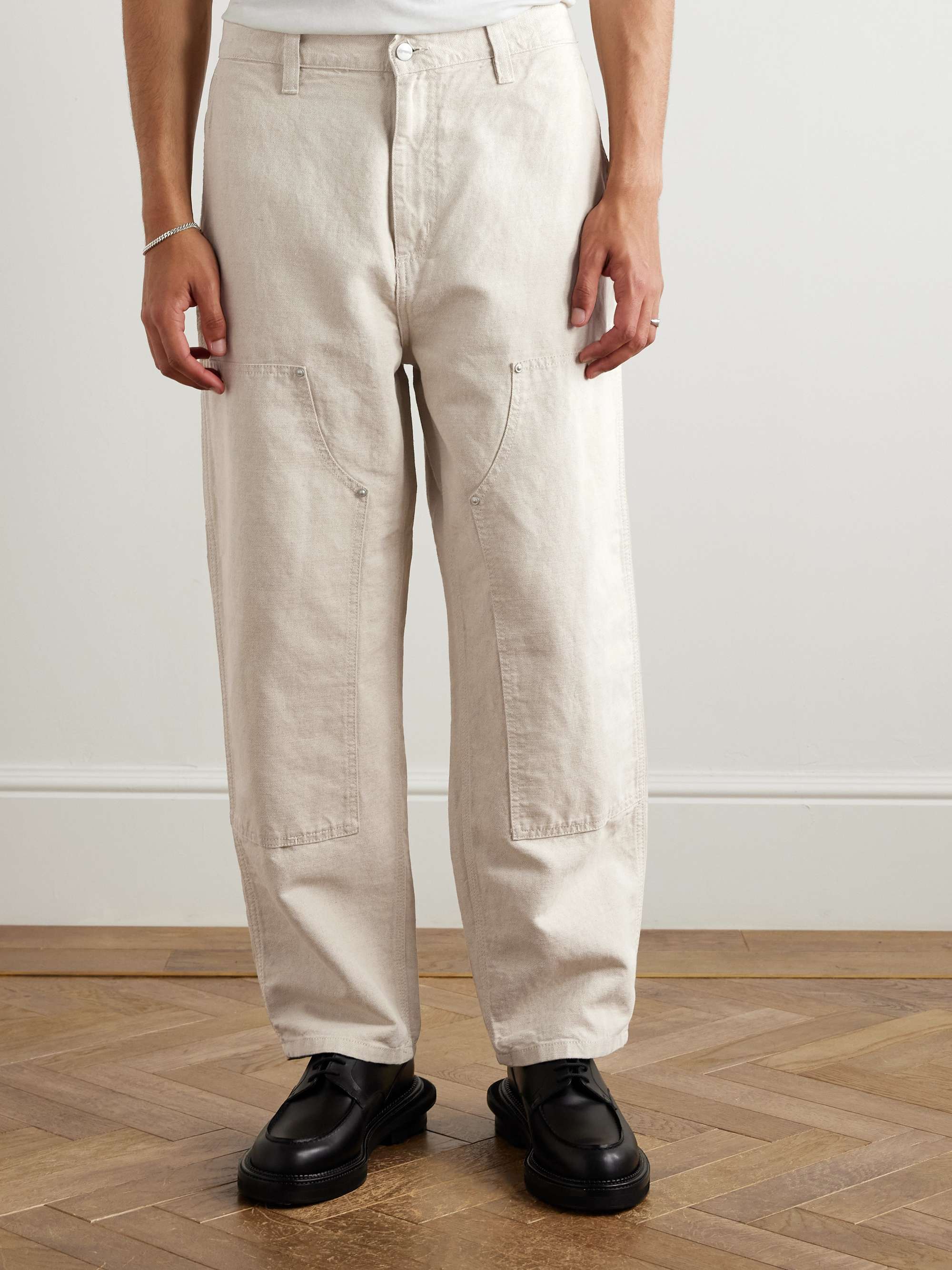 Walter Double Knee Straight-Leg Cotton-Canvas Trousers view