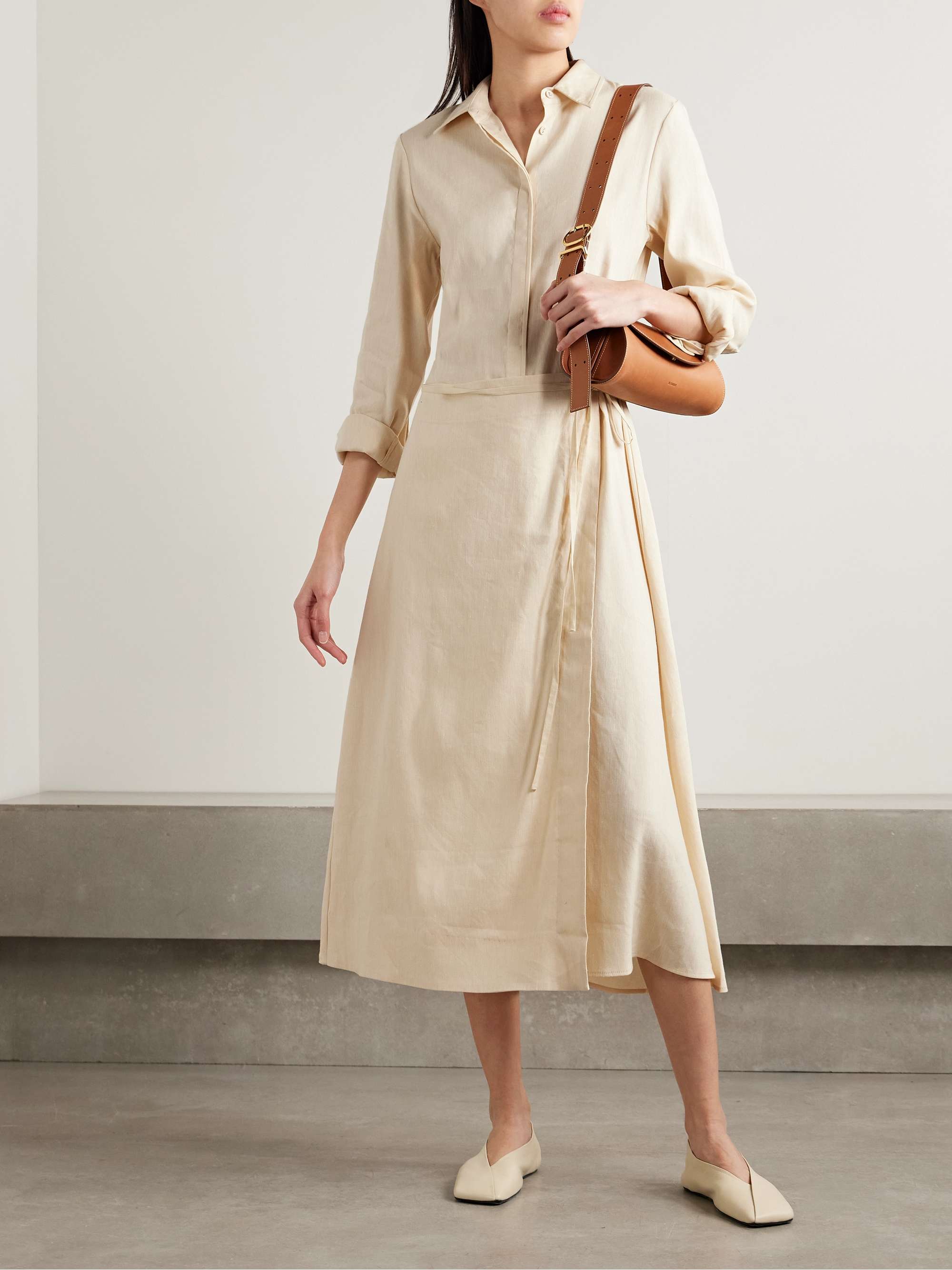 Lato linen-blend midi wrap dress view