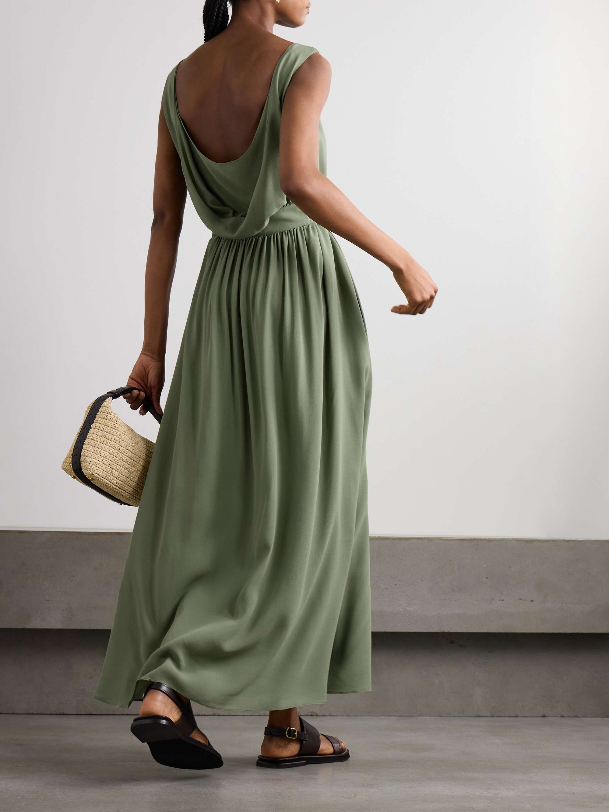 Belted silk-crepe maxi dress view