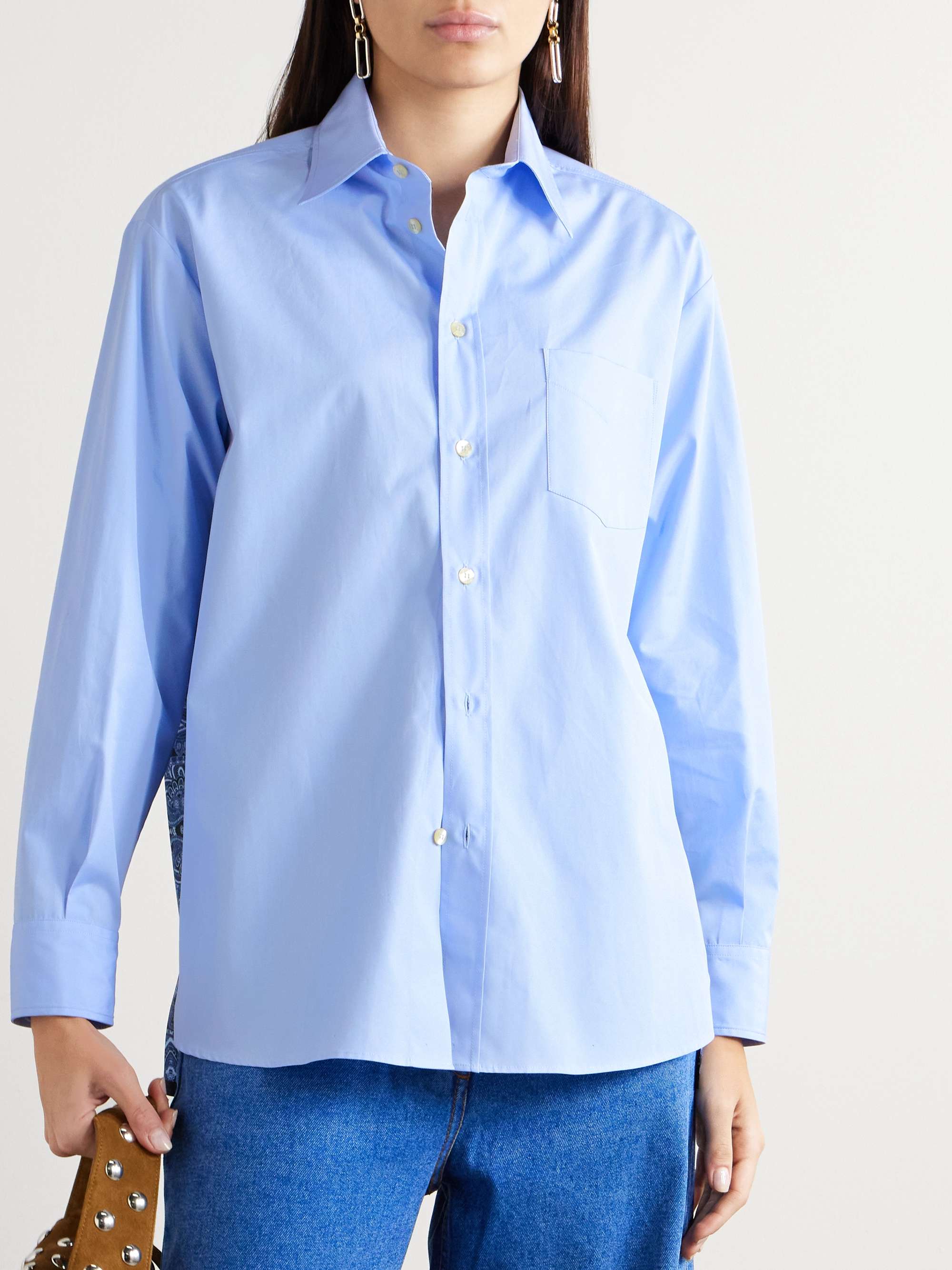Paisley-print silk twill-and cotton-poplin shirt view
