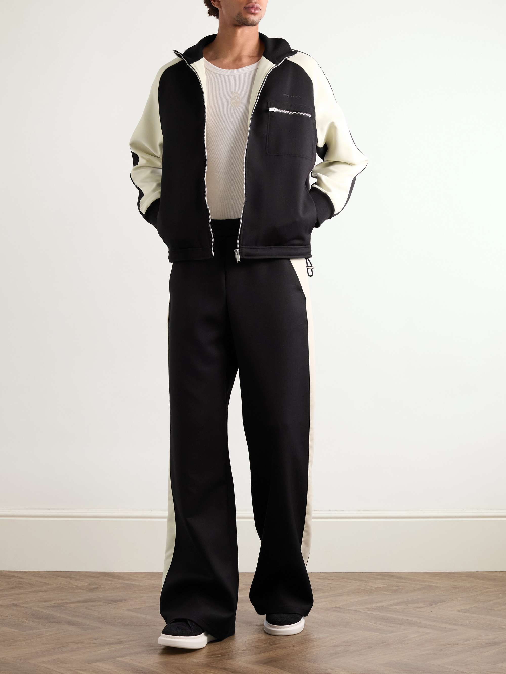 Straight-Leg Logo-Embroidered Two-Tone Twill Track Pants view