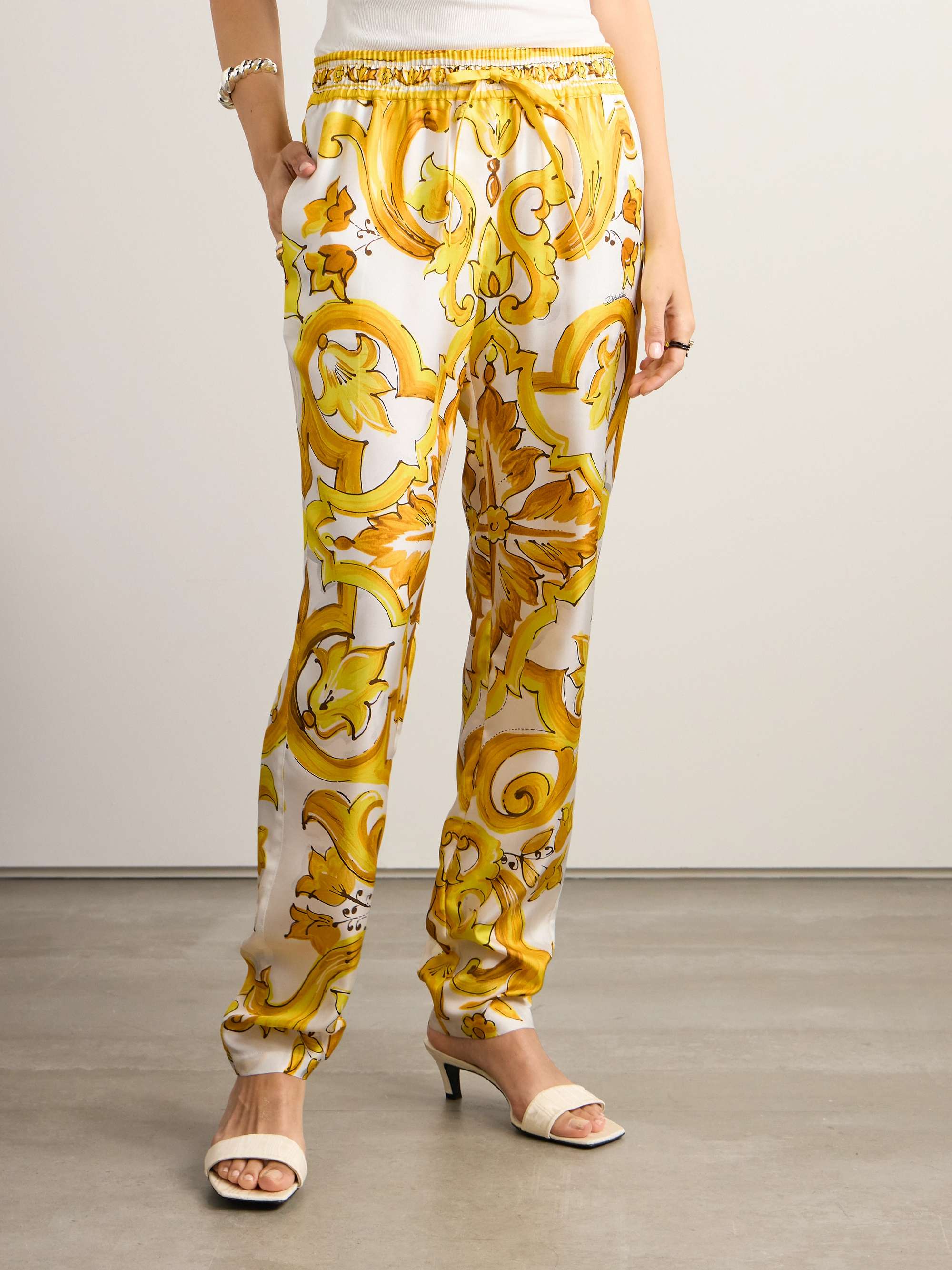 Maiolica printed silk-twill pants view