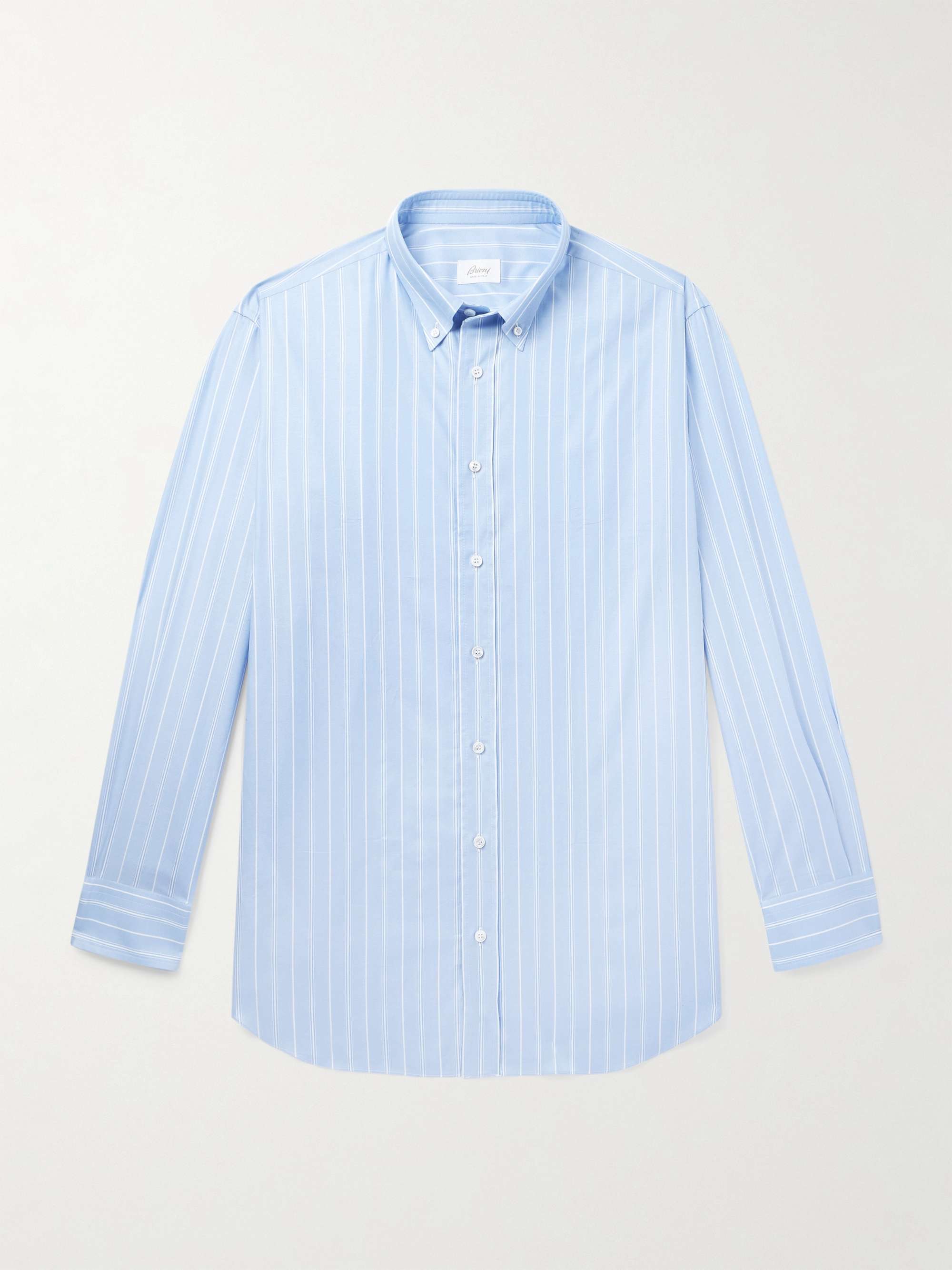 Slim-Fit Button-Down Collar Striped Cotton Shirt view
