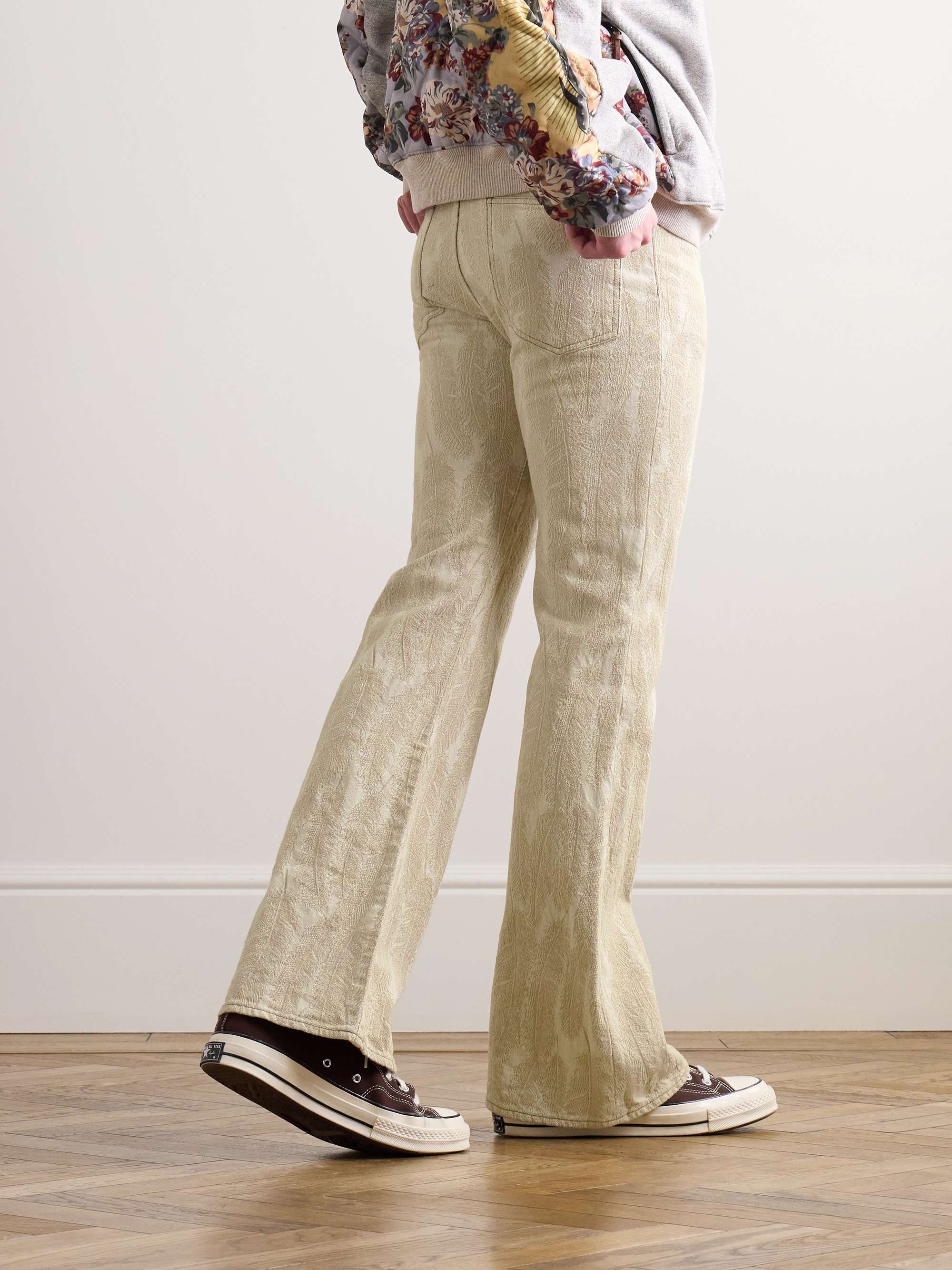 Magpie Slim-Fit Flared Jacquard Jeans view