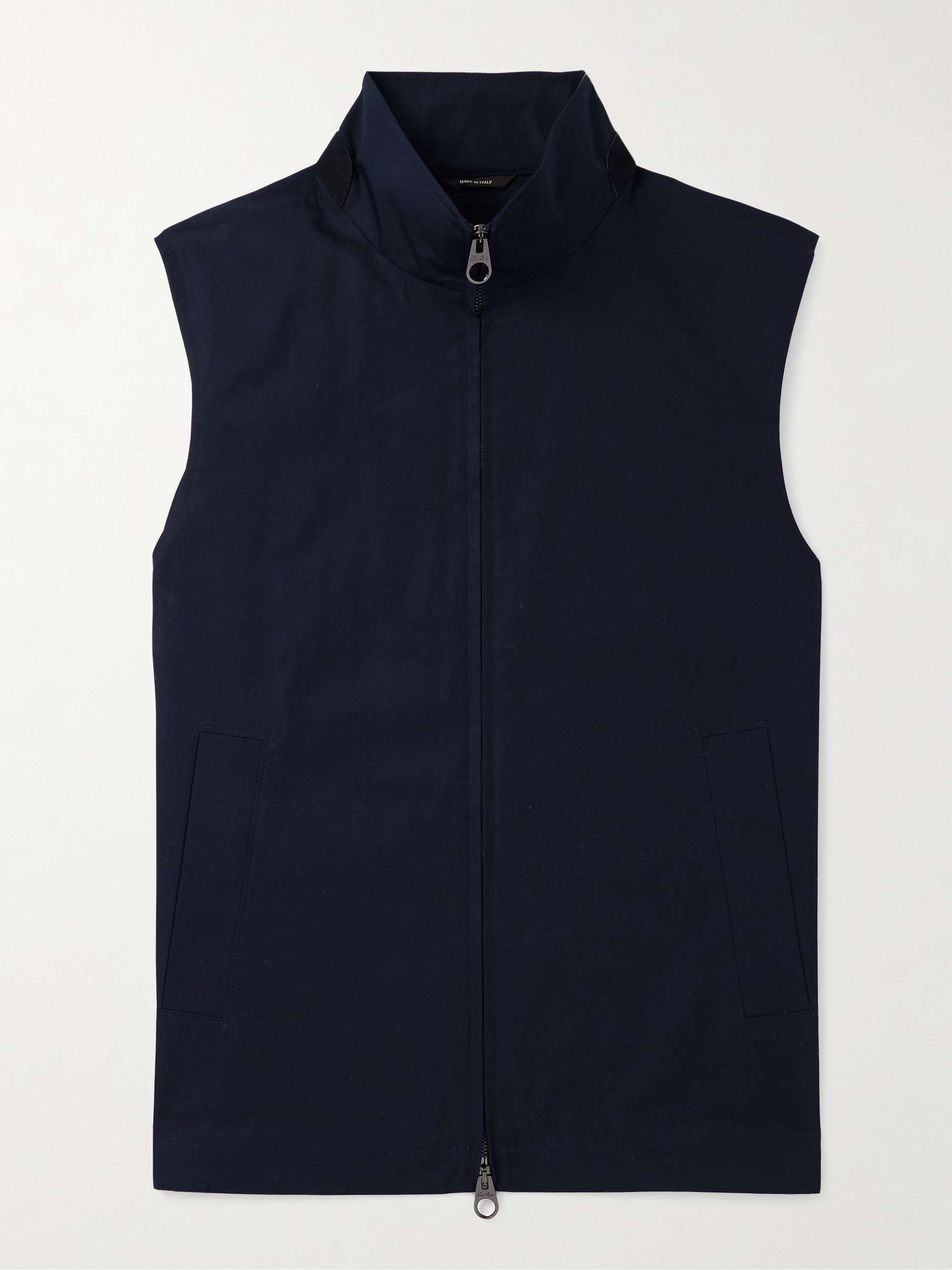 Landon Suede-Trimmed Cotton-Satin Gilet view