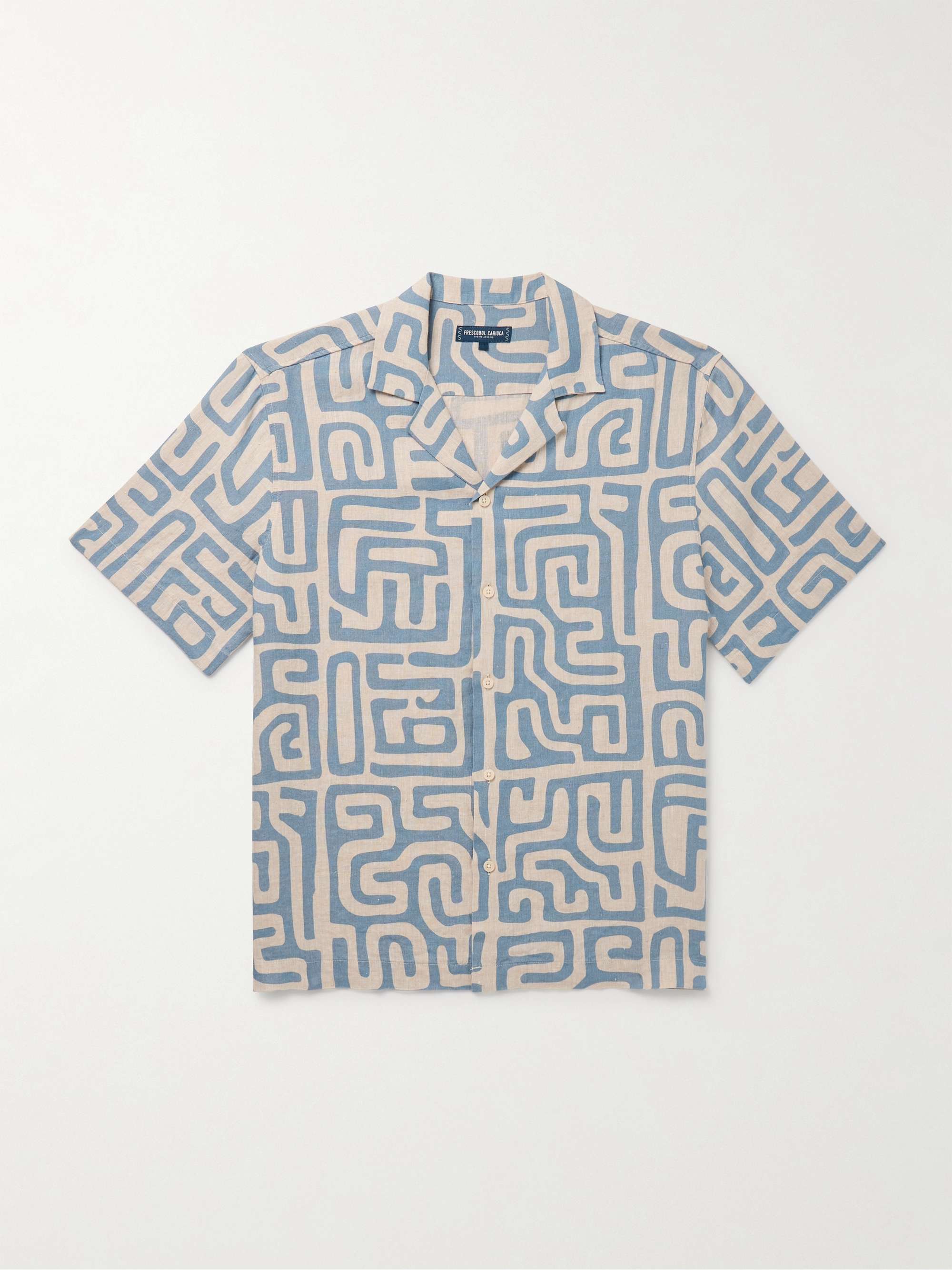 Roberto Camp-Collar Printed Linen Shirt view