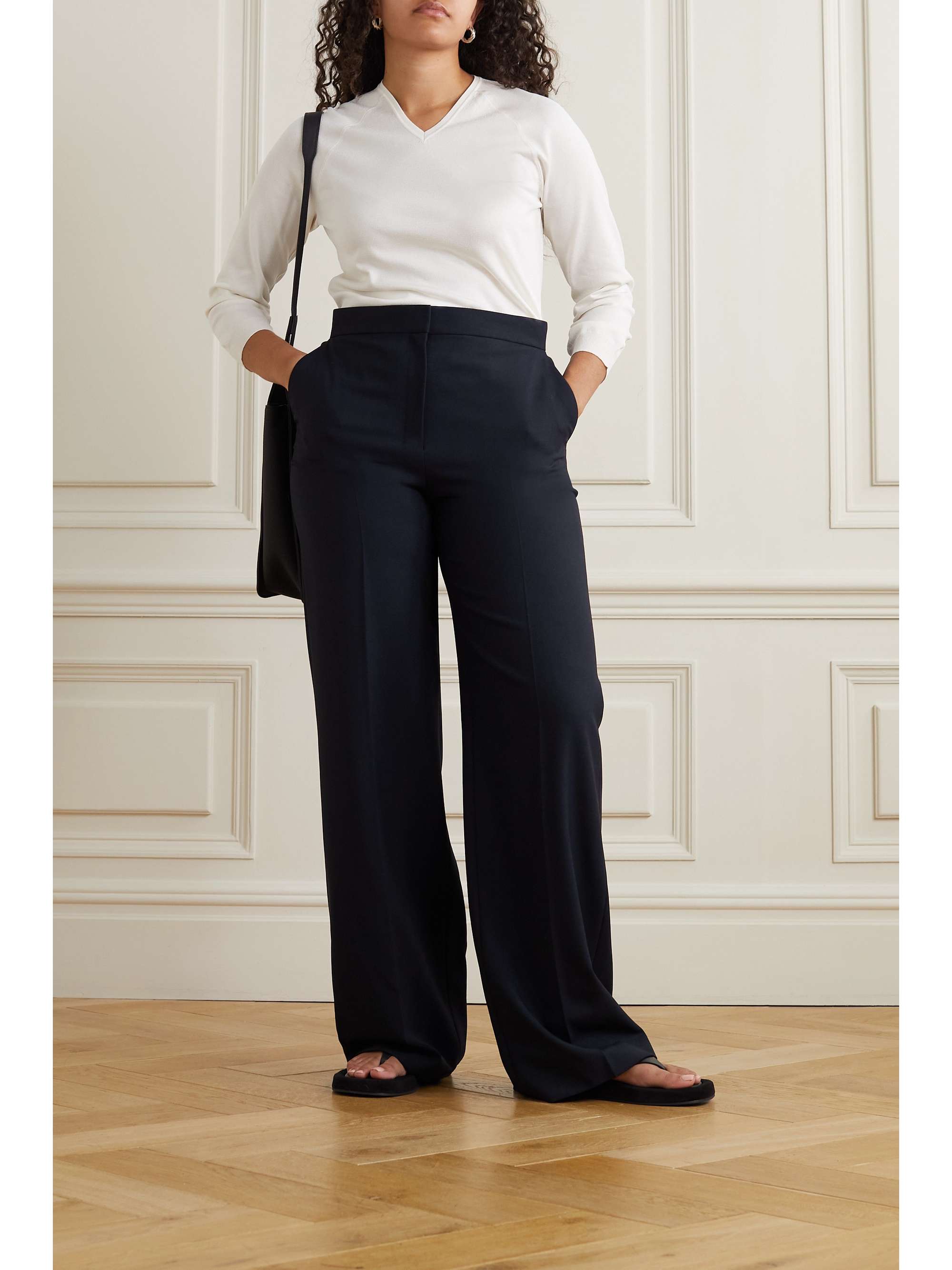 Delton pleated wool straight-leg pants view