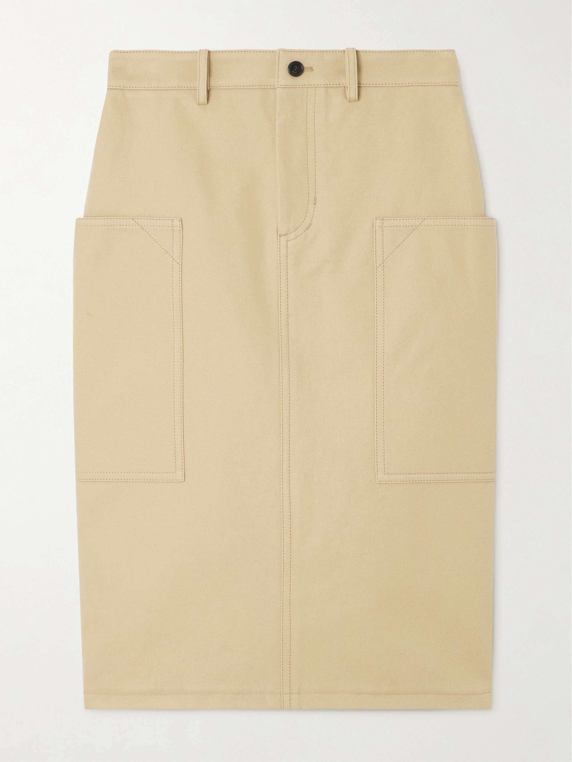 Cotton-drill cargo skirt view