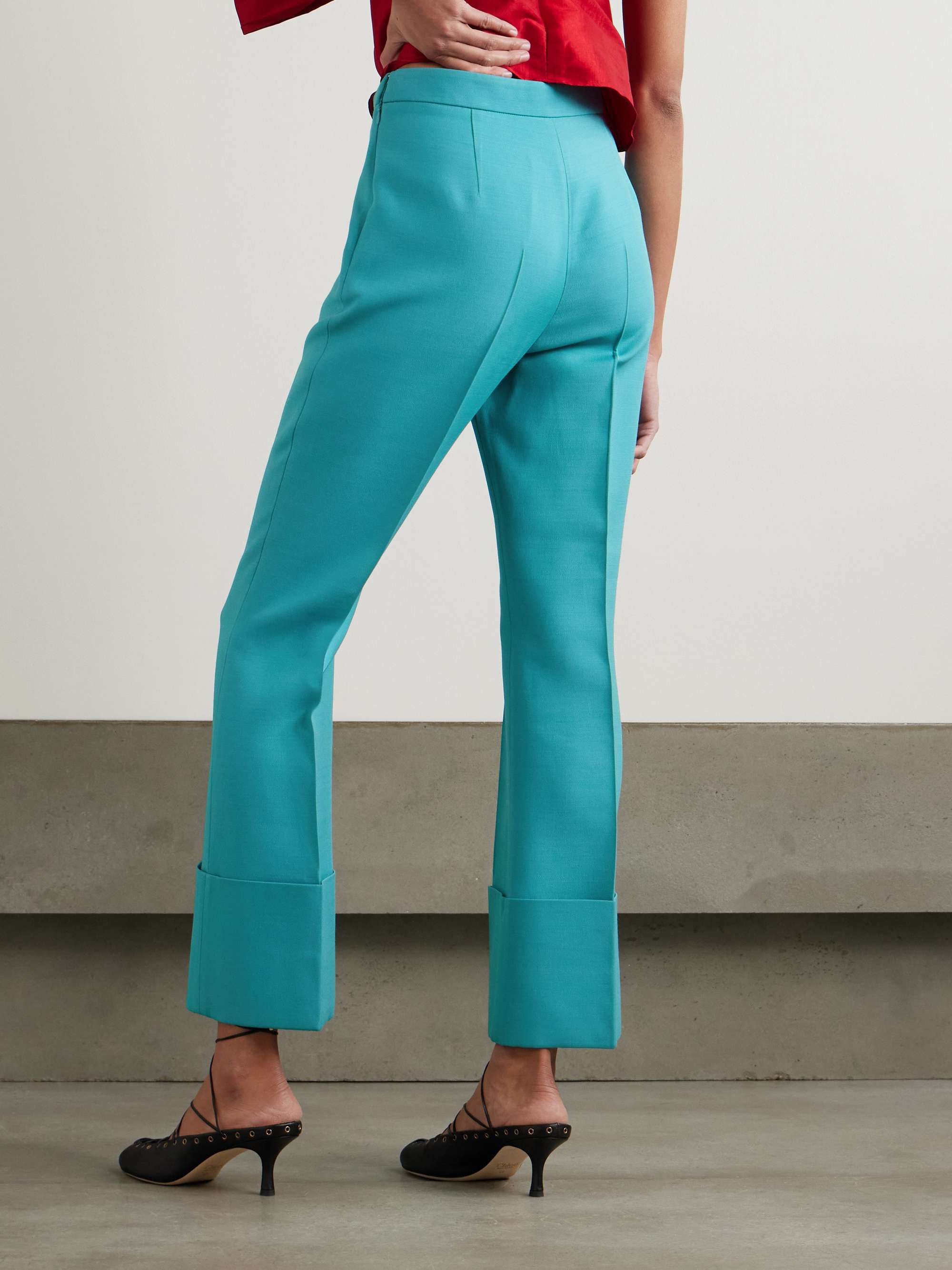 Wool and silk-blend crepe straight-leg pants view