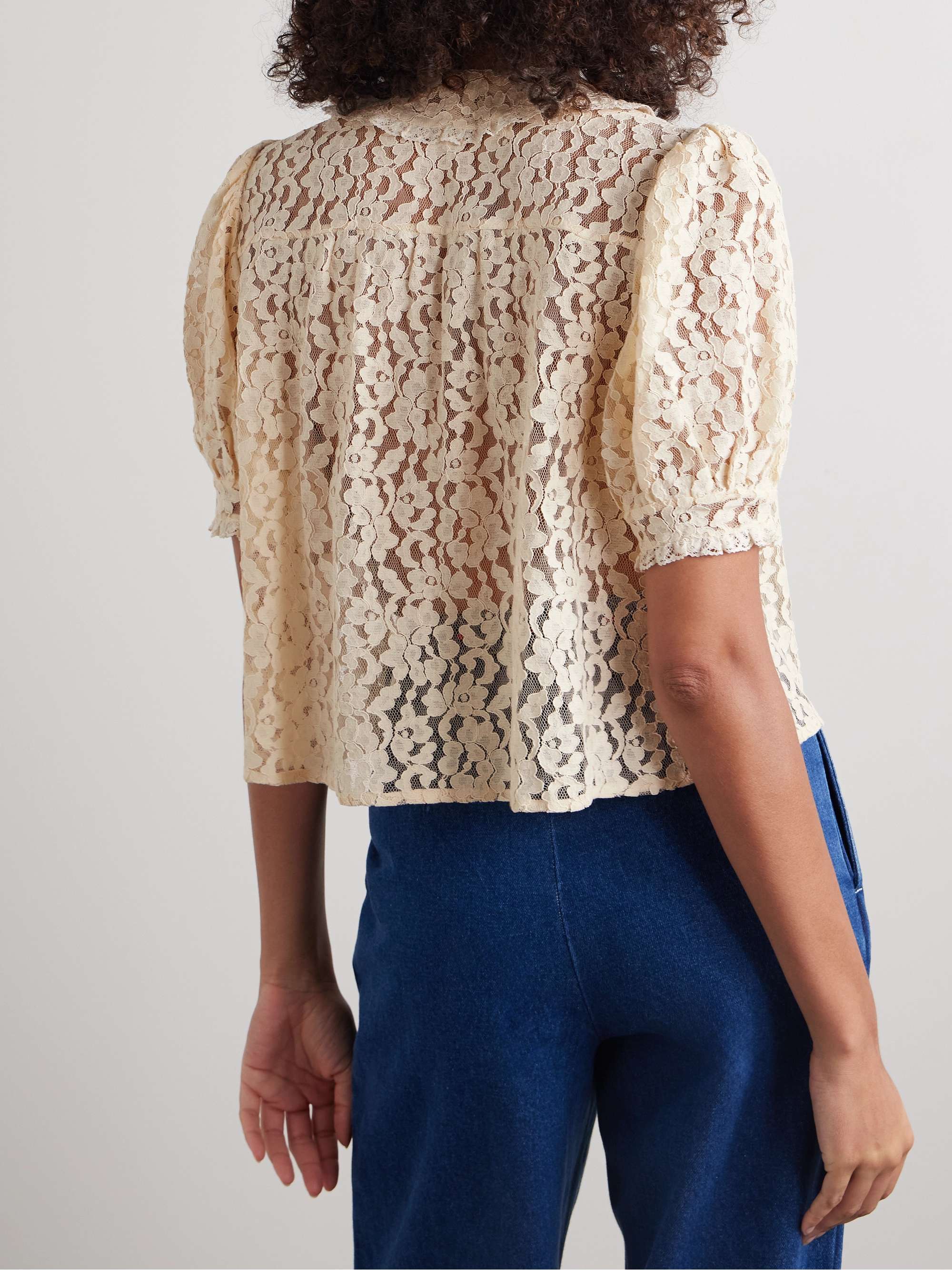 Lenore crochet-trimmed corded lace top view