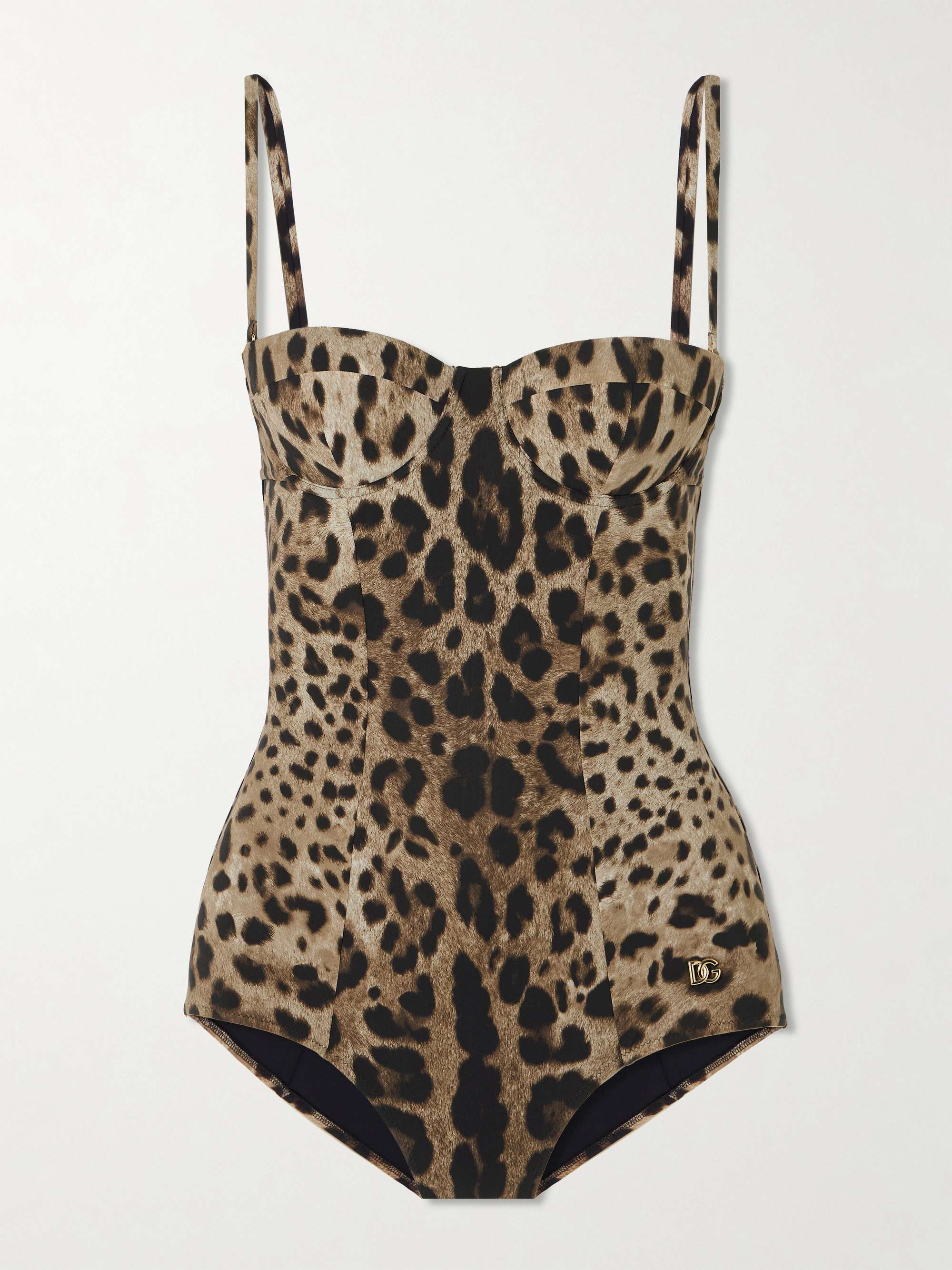 Embellished leopard-print underwired swimsuit view