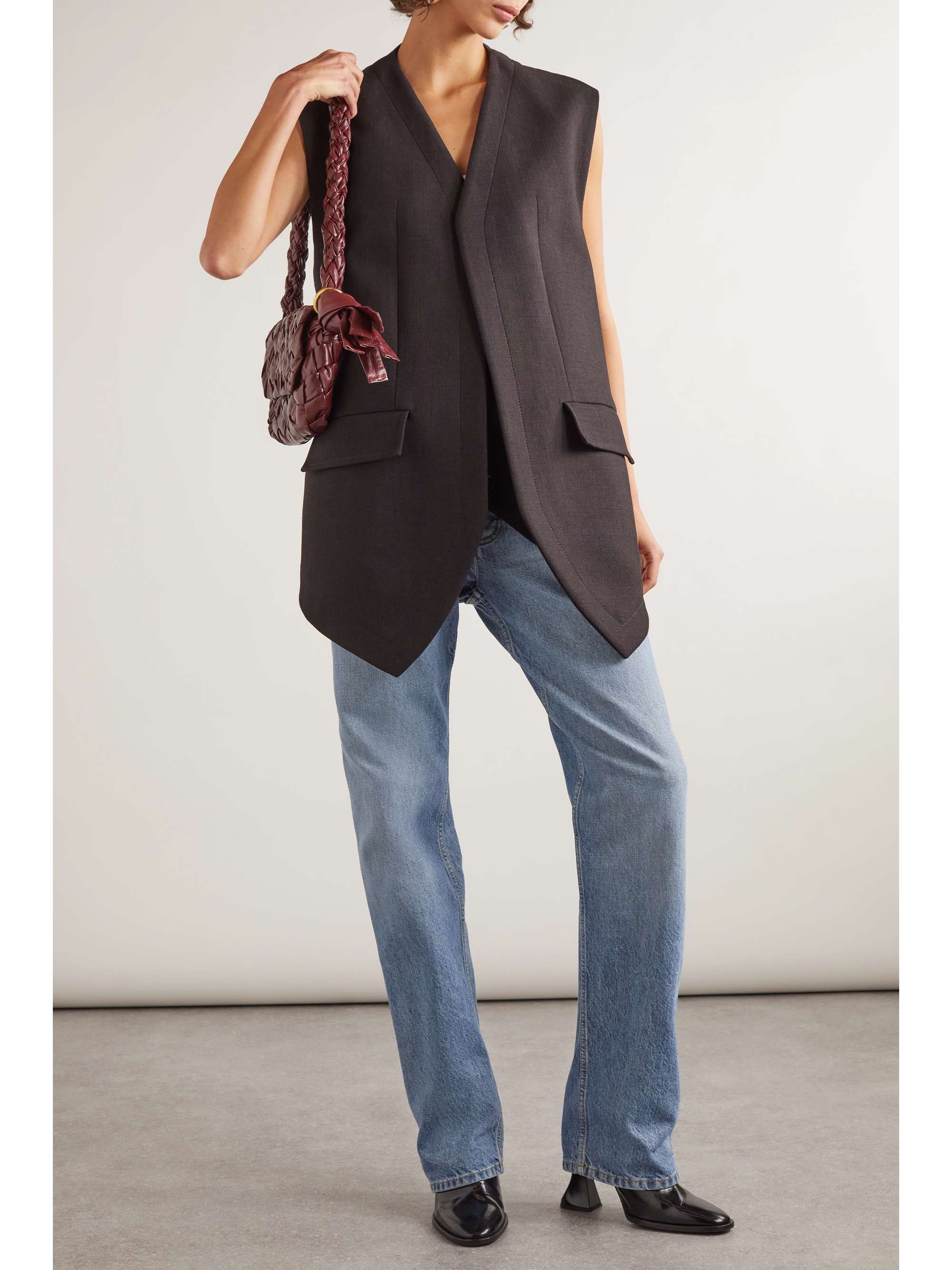 Cotton-blend crepe vest view