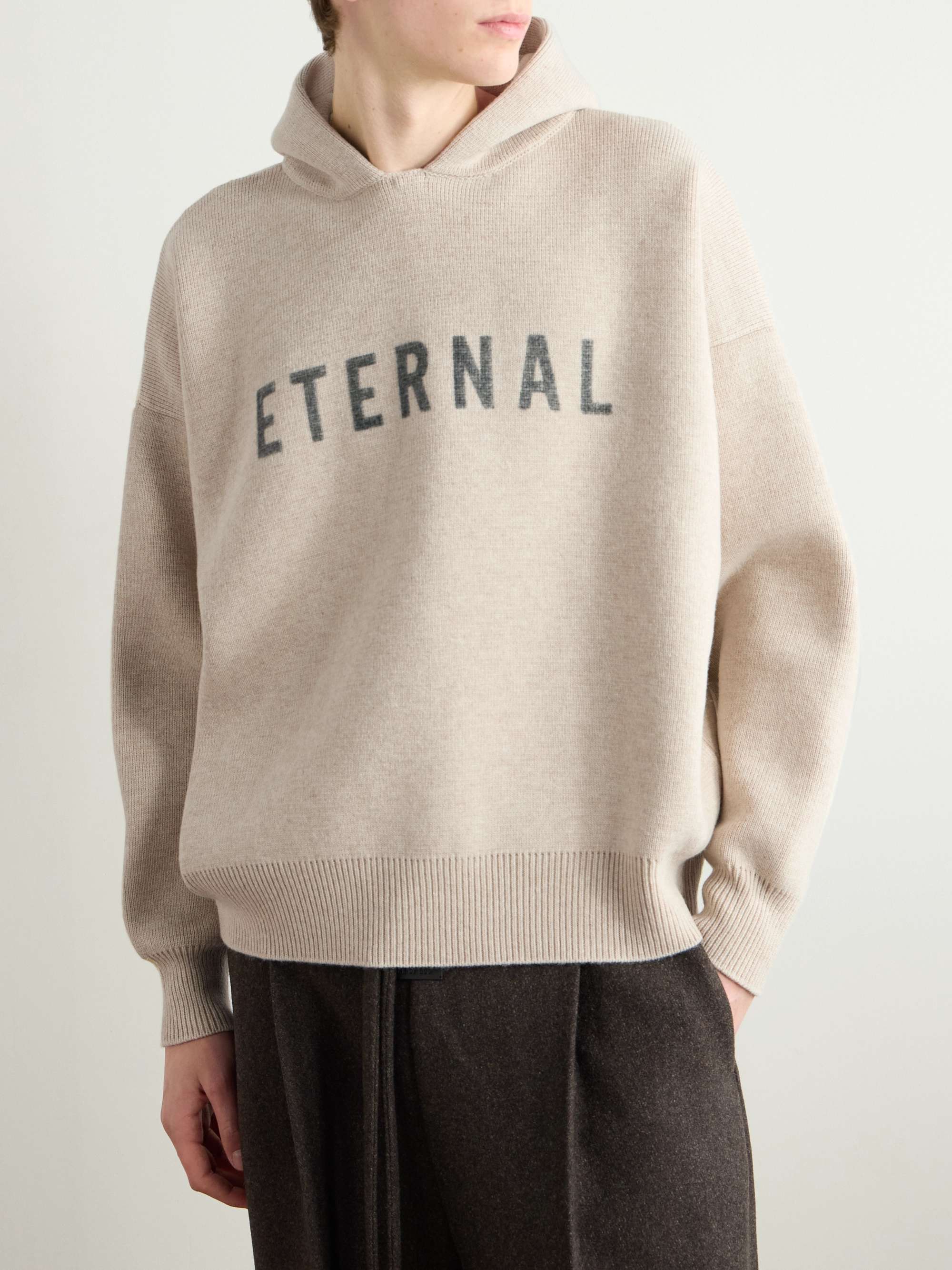 Eternal Oversized Logo-Jacquard Merino Wool Hoodie view