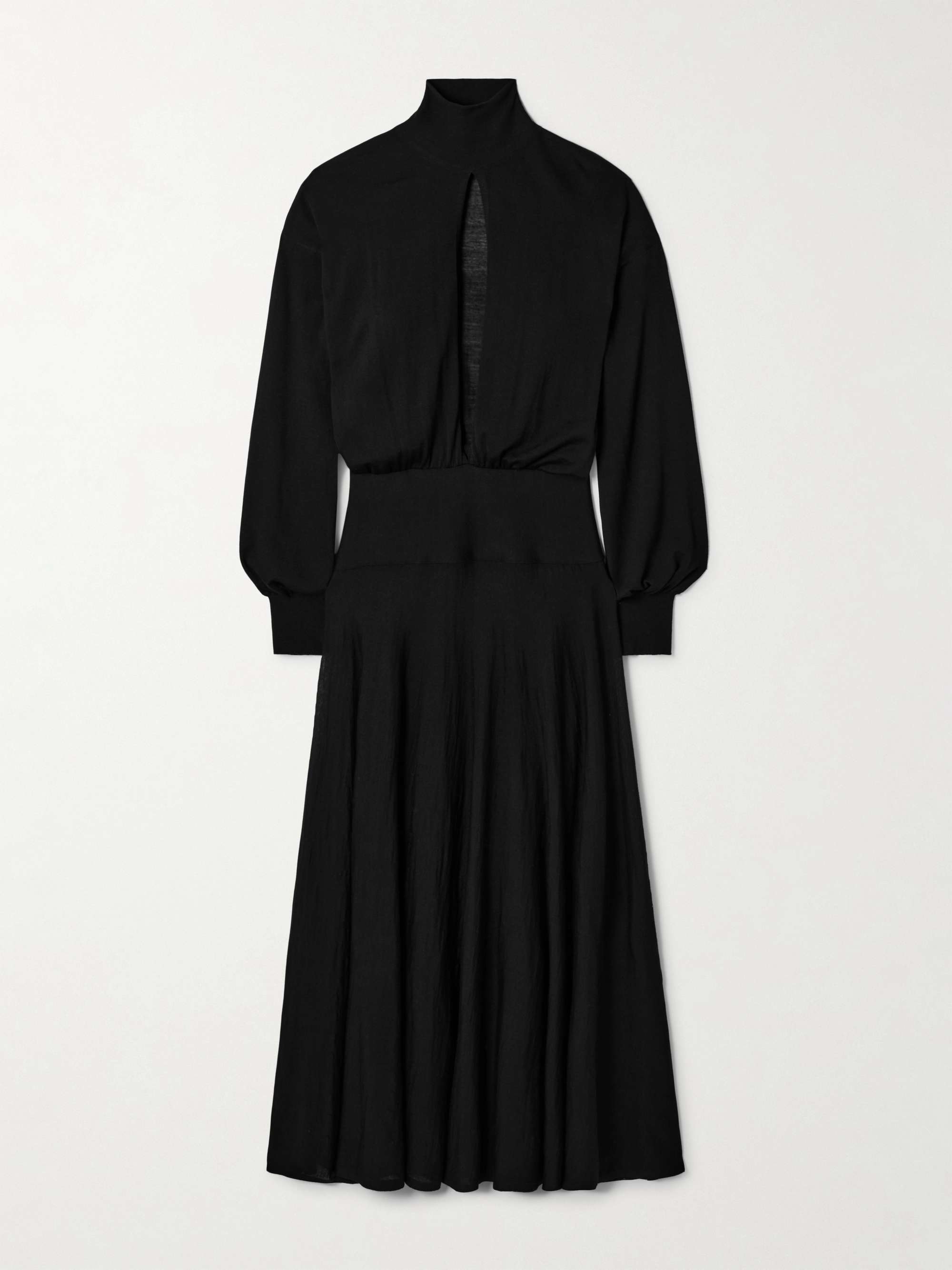 Cutout wool-blend turtleneck midi dress view