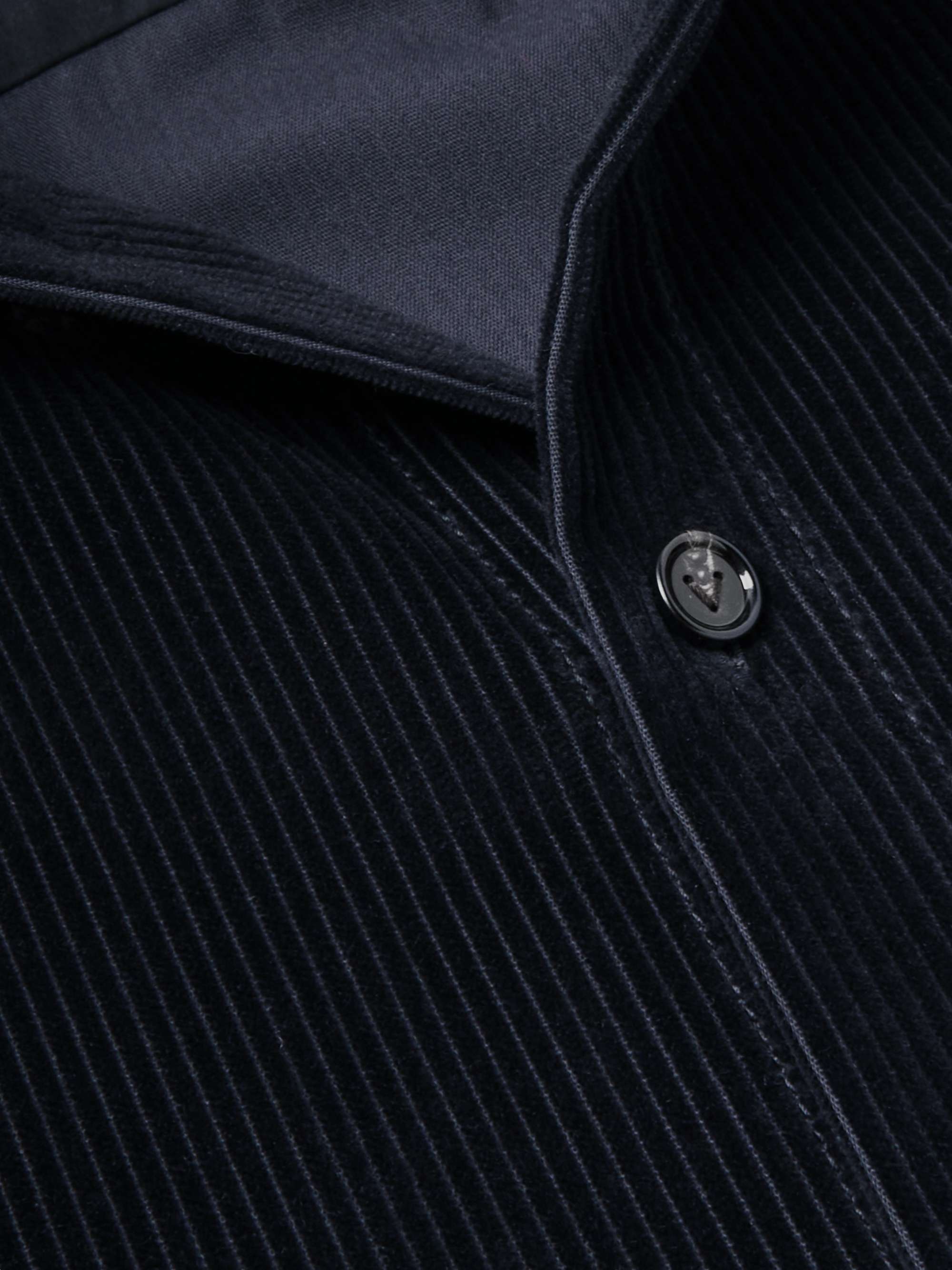 Leather-Trimmed Cotton-Corduroy Overshirt view