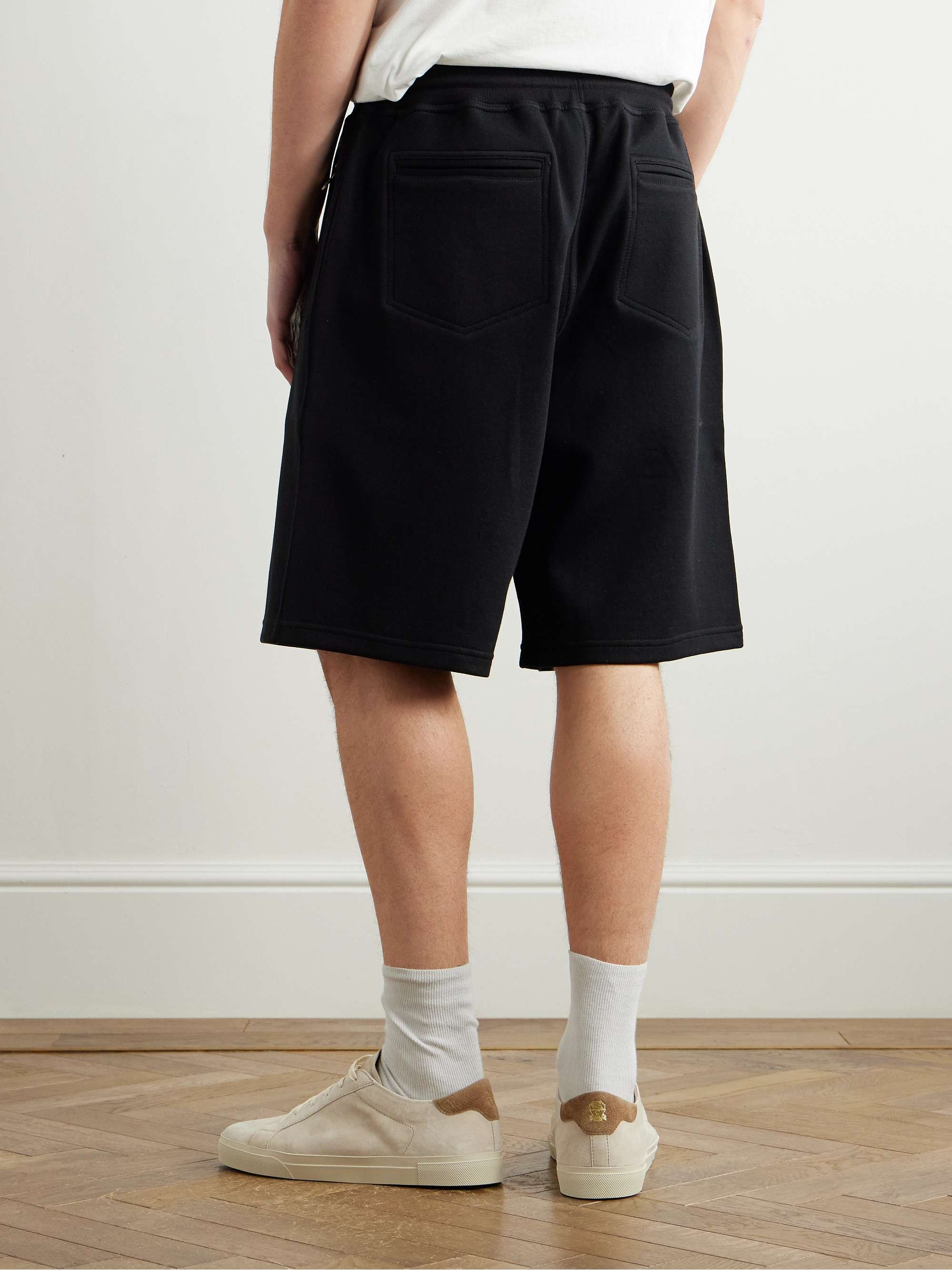 Straight-Leg Cotton-Blend Jersey Drawstring Shorts view