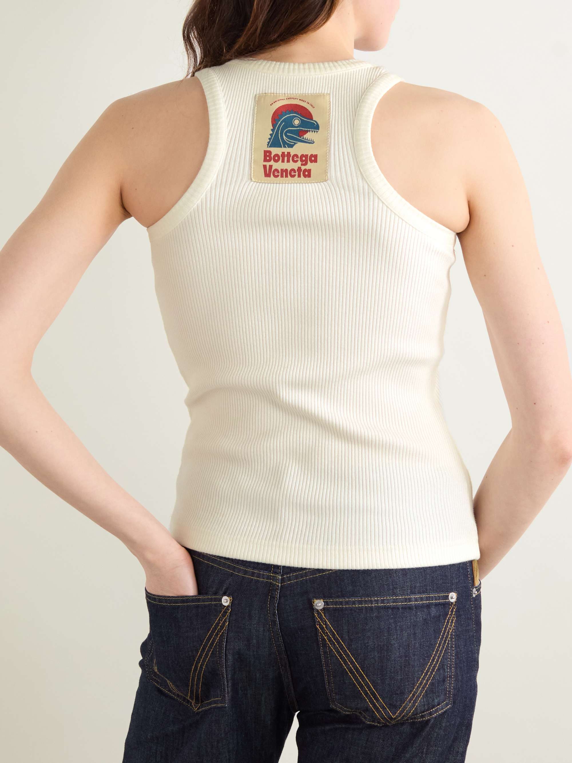 Appliquéd ribbed cotton-blend jersey tank view