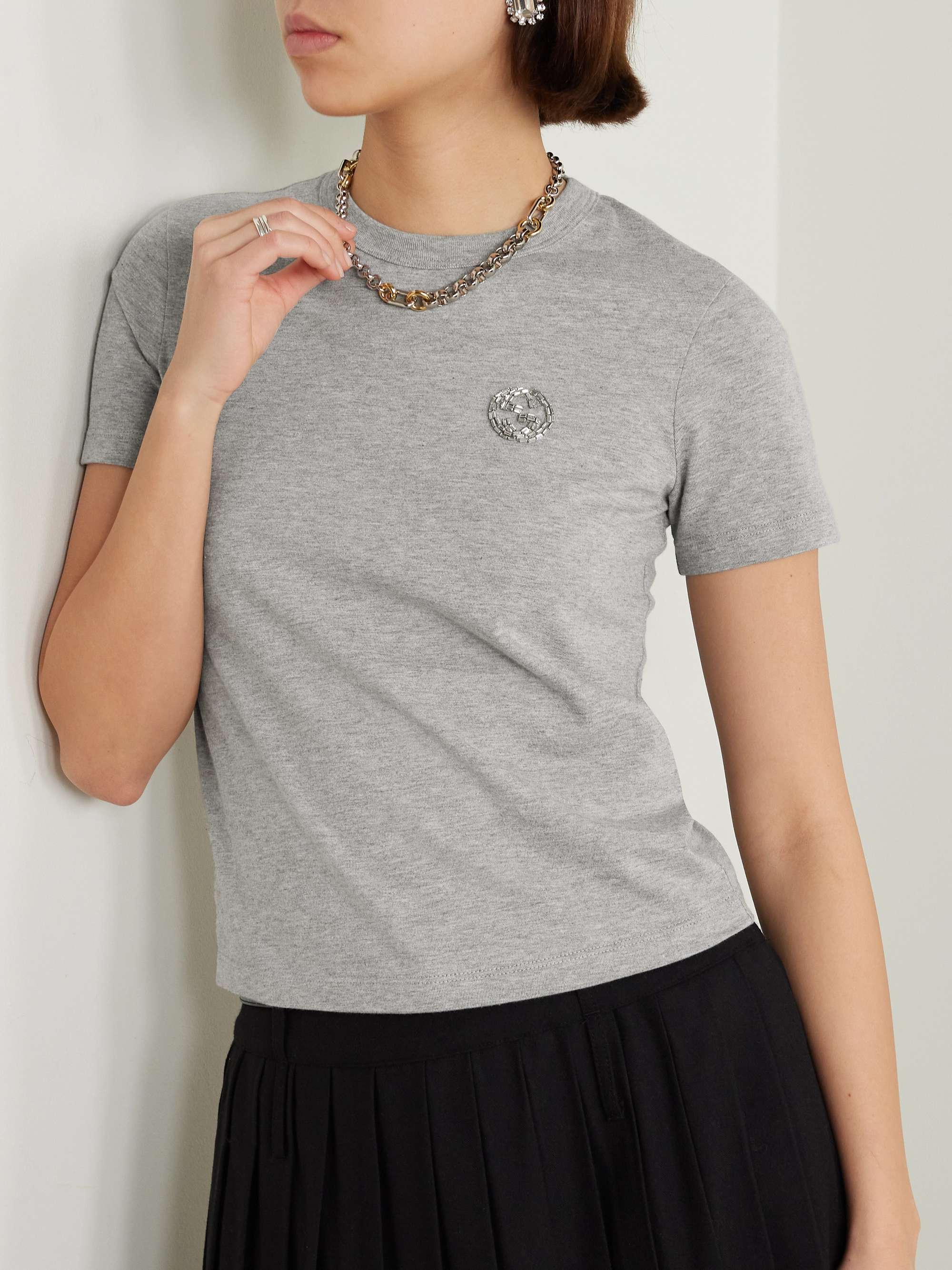 Crystal-embellished cotton-jersey T-shirt view