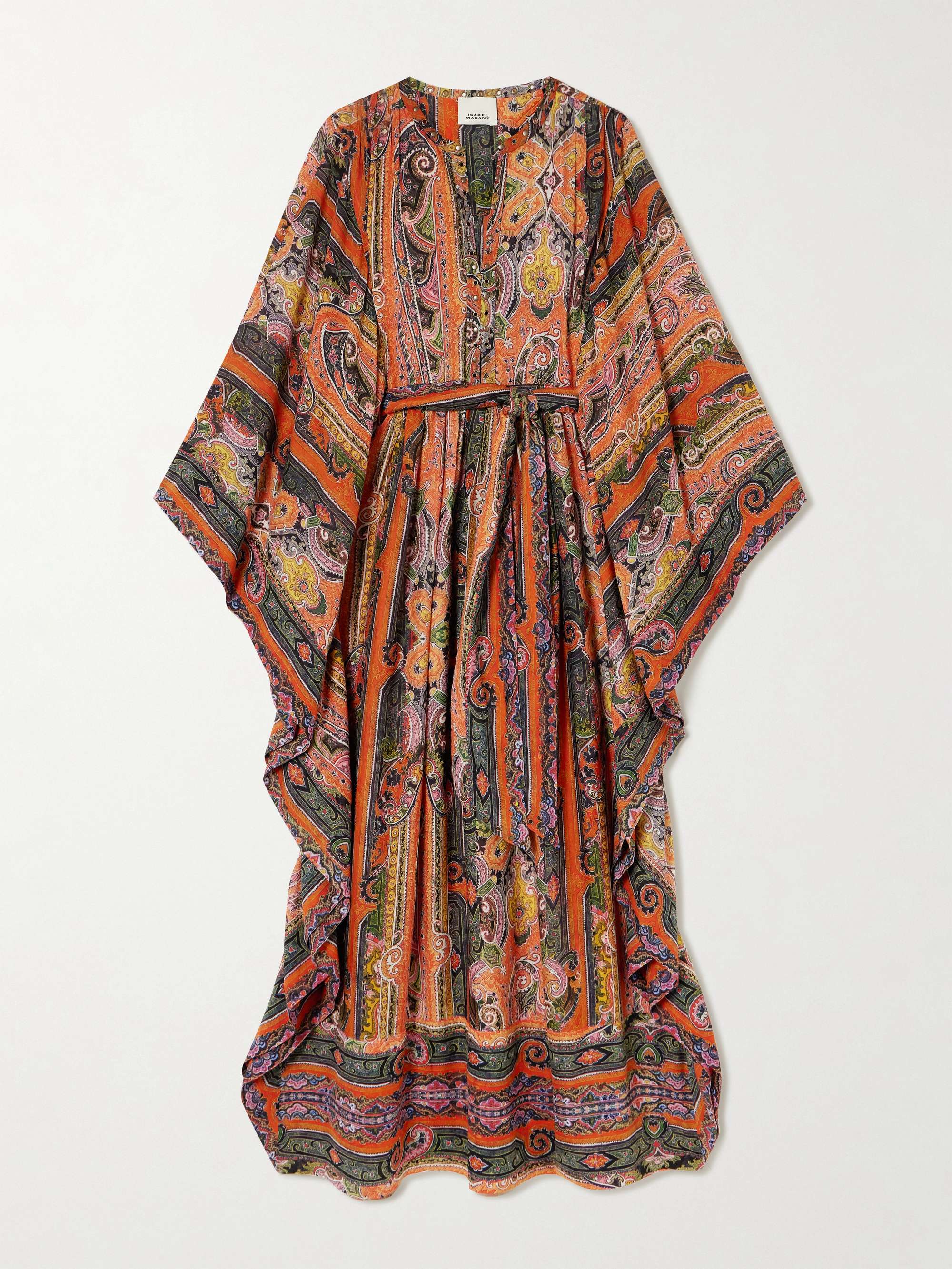 Melinda belted embellished printed silk-voile maxi dress view