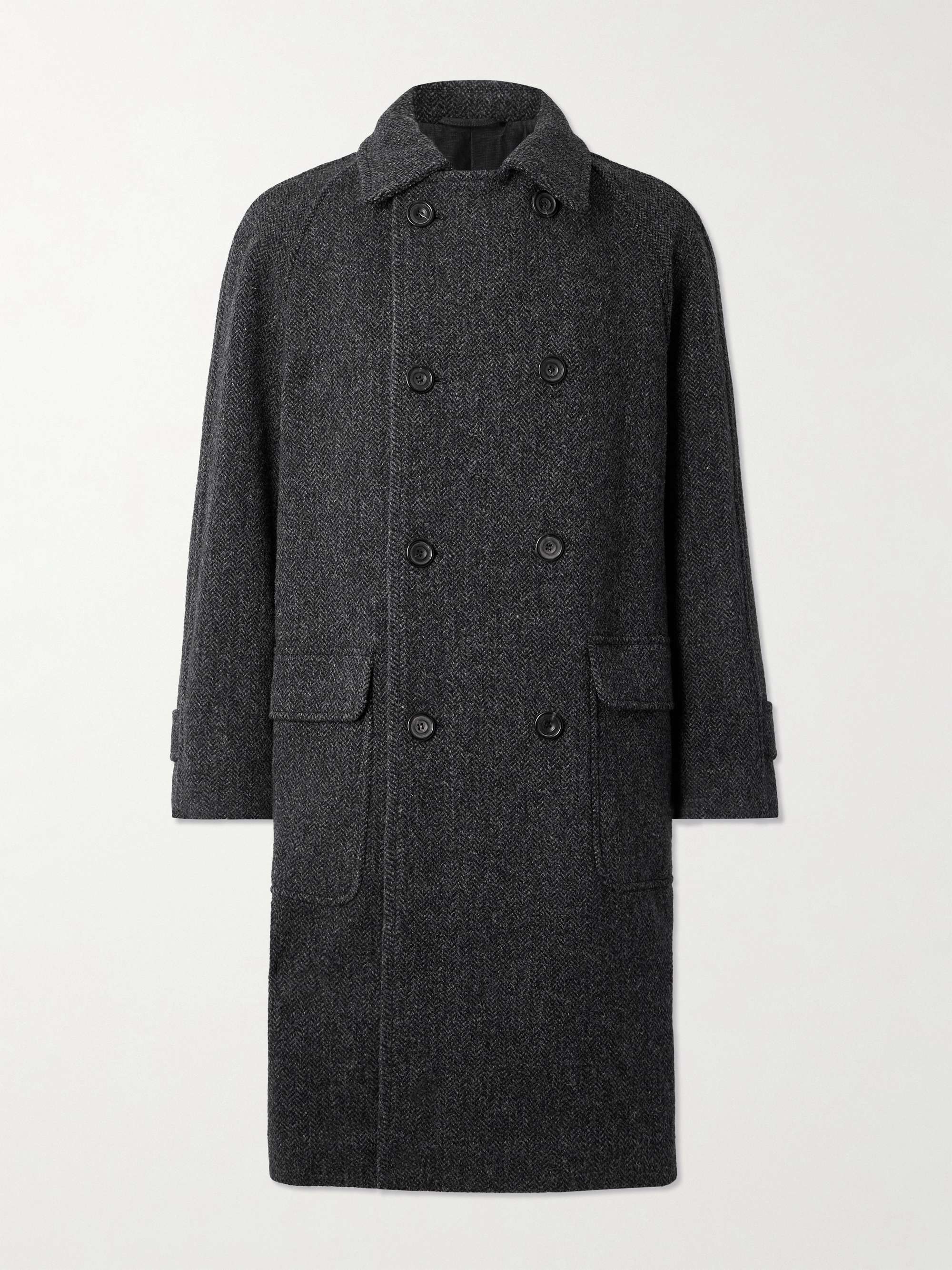 Double-Breasted Herringbone Wool Coat view