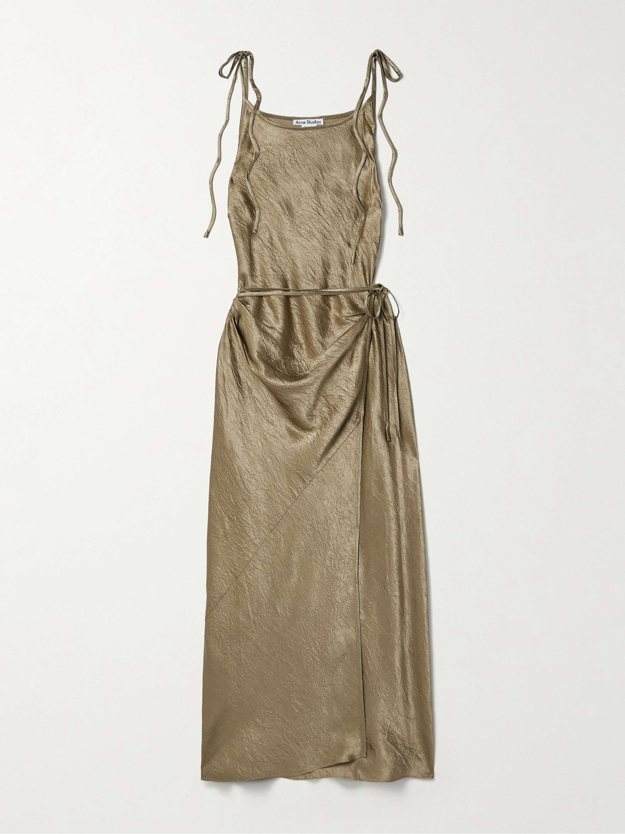 Hammered-satin wrap midi dress view