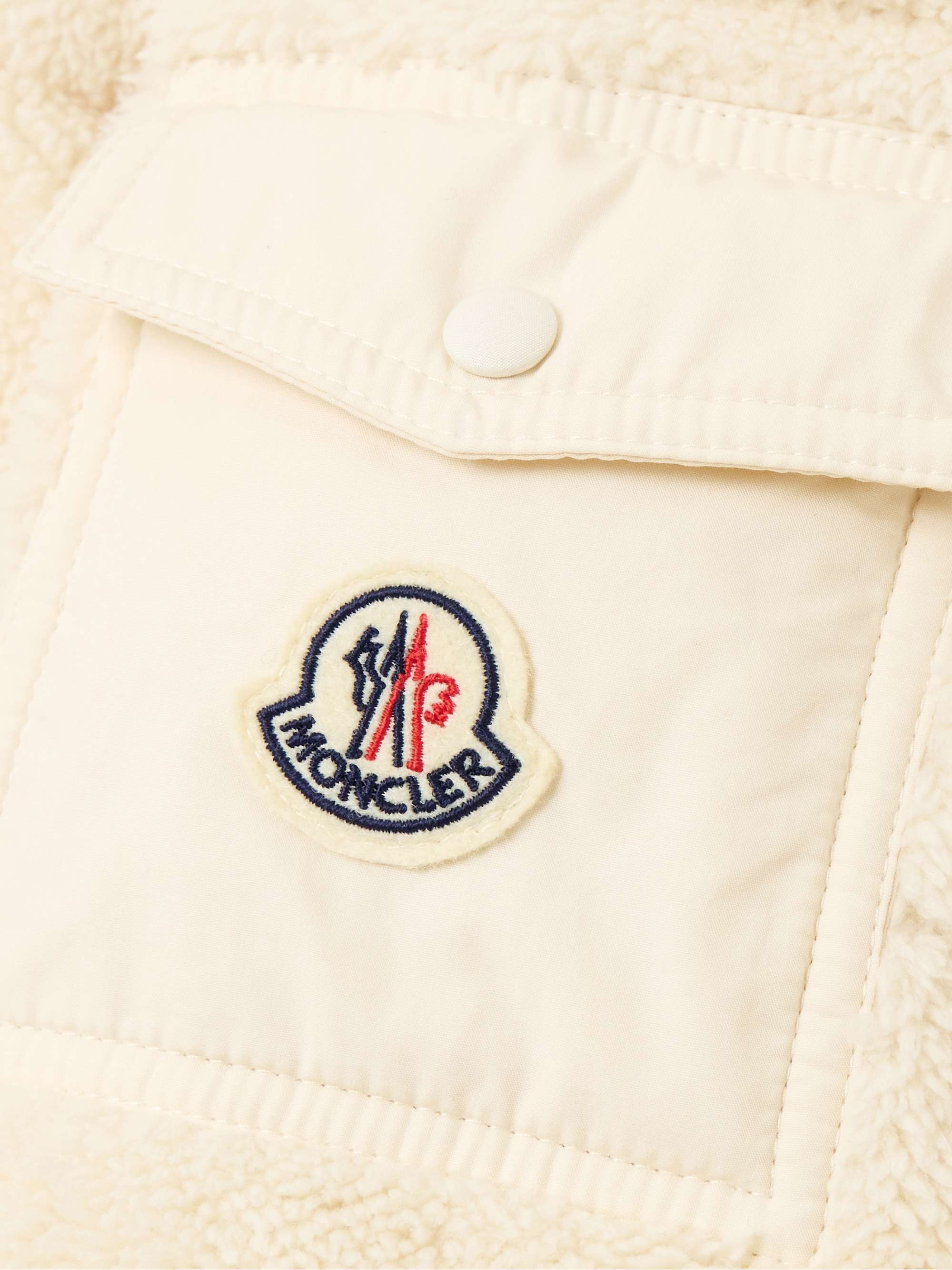 Shell-trimmed quilted cotton-fleece down jacket view
