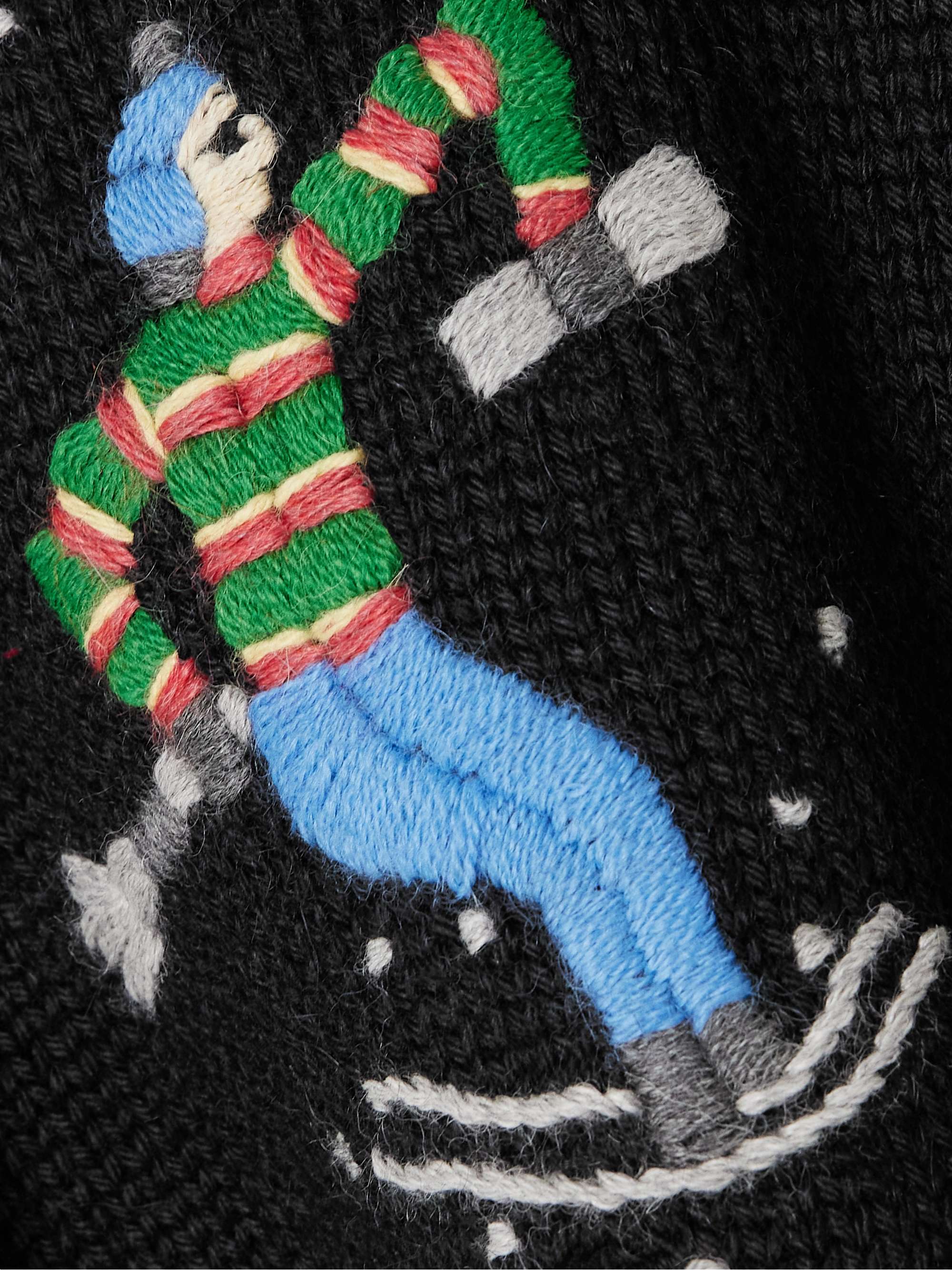 Ski Run cropped embroidered striped alpaca sweater view