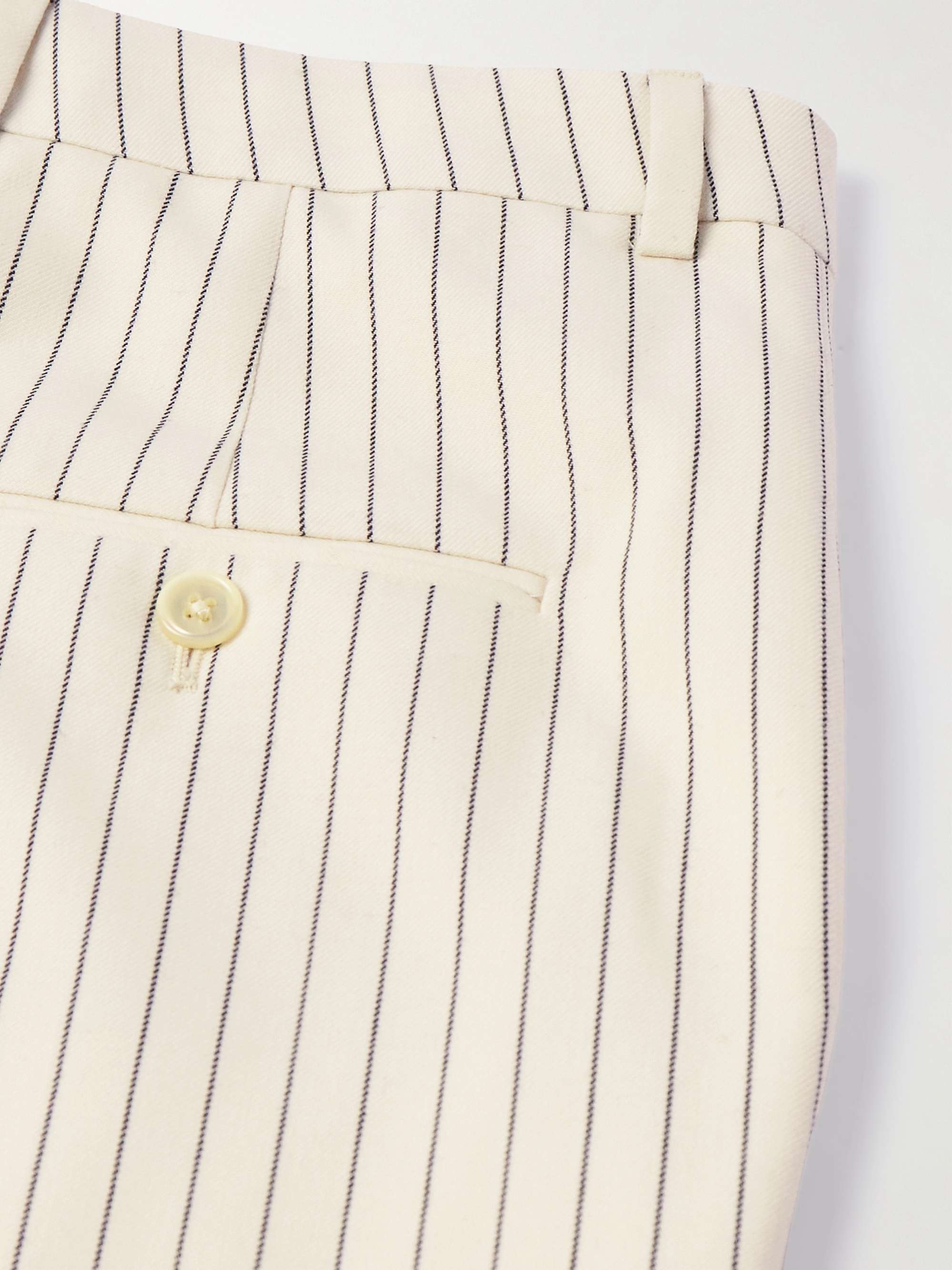Straight-Leg Pinstriped Wool-Twill Suit Trousers view