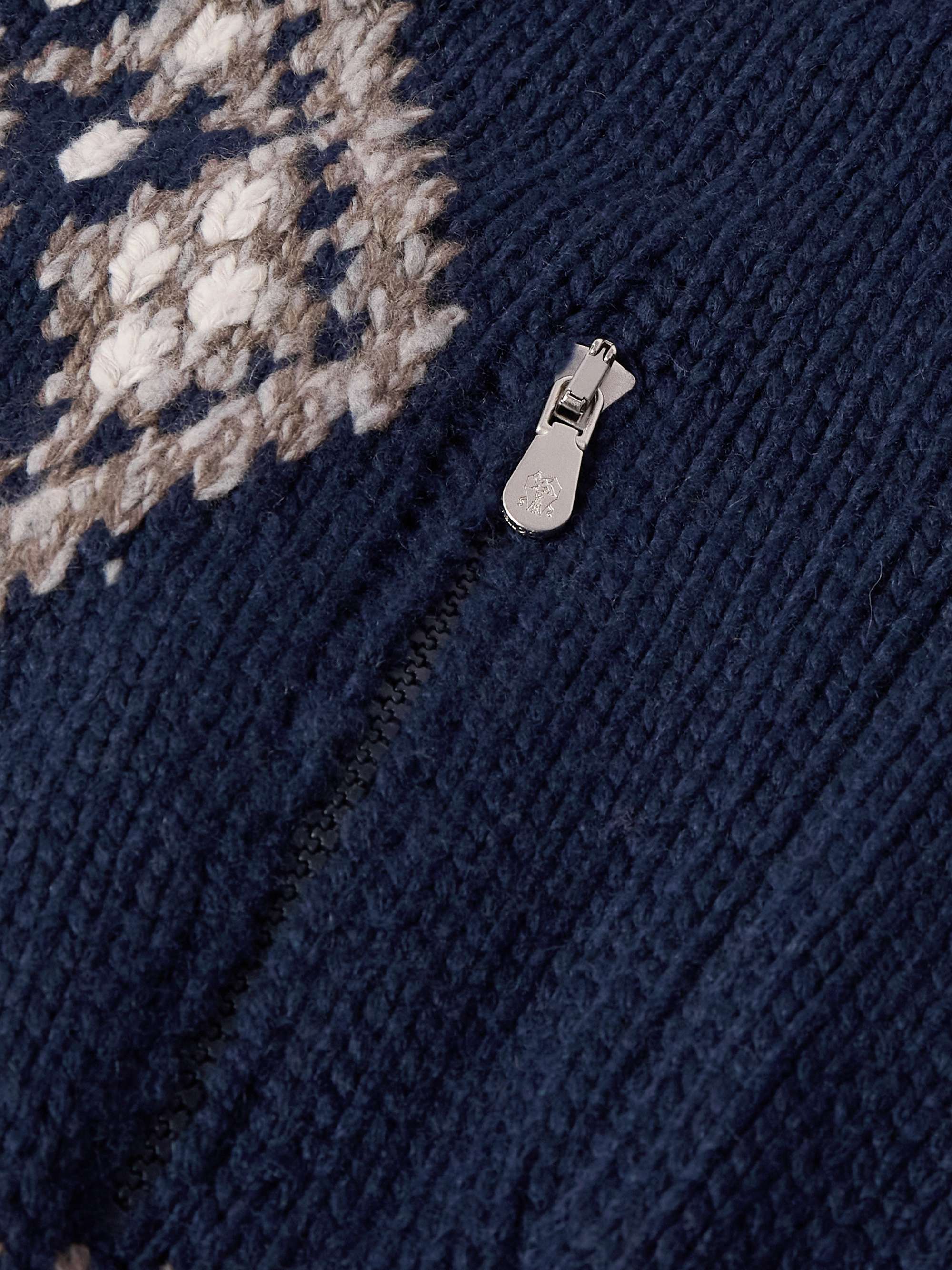Shawl-Collar Jacquard-Knitted Cashmere Cardigan view