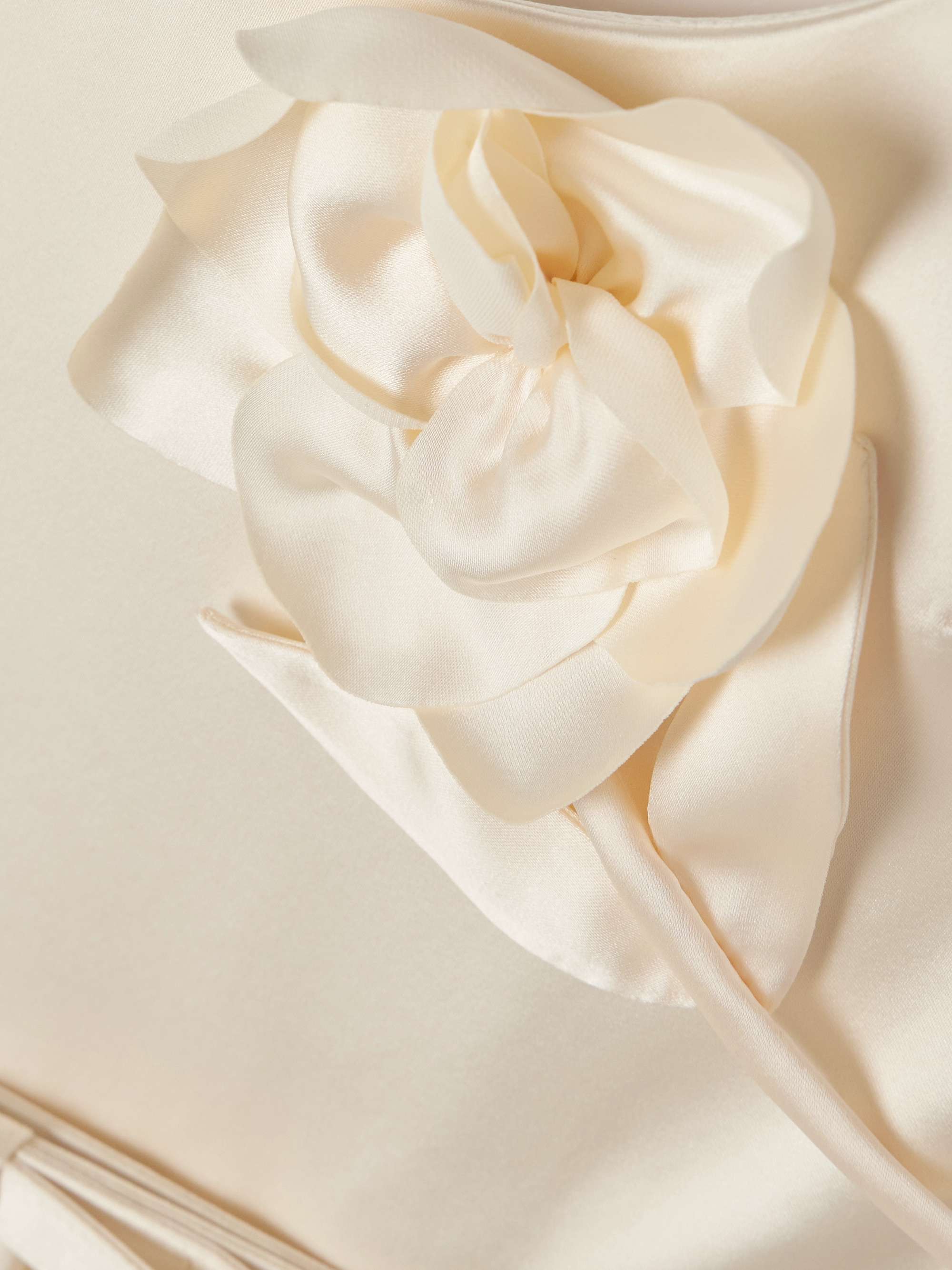 Appliquéd belted satin midi dress view