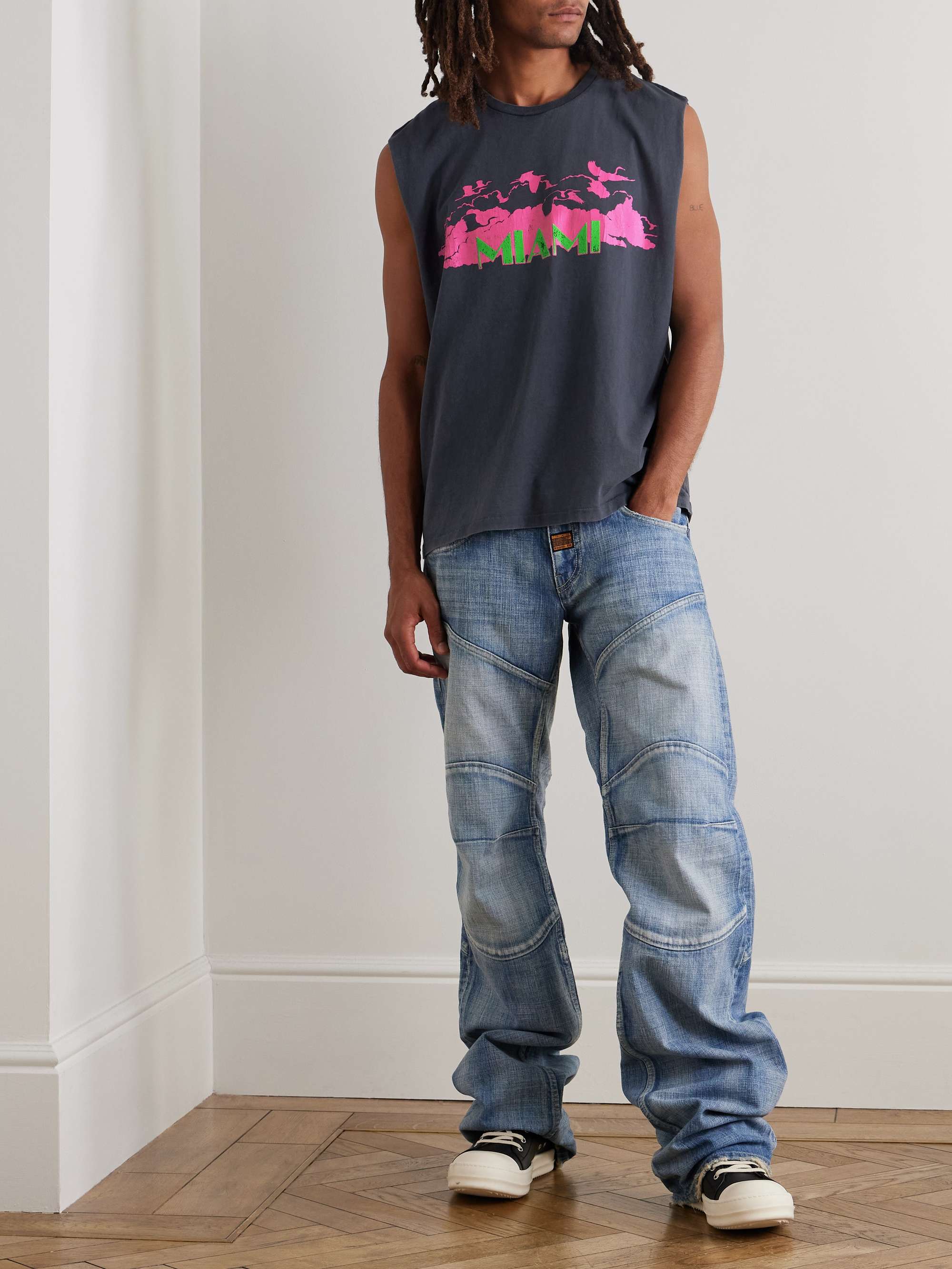 Collins Glittered Printed Cotton-Jersey Tank Top view