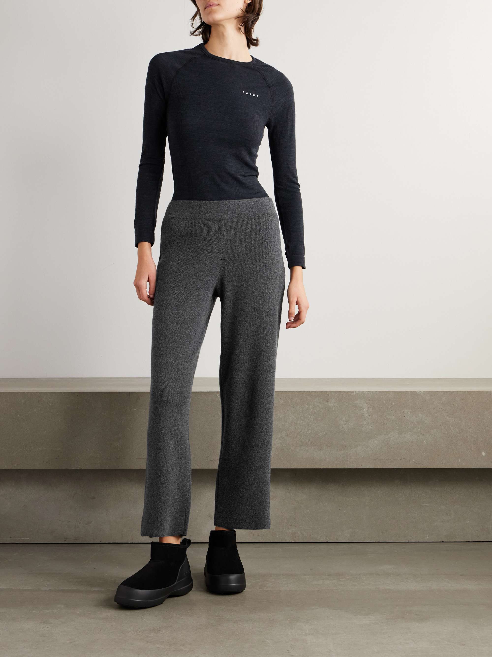 Cropped wool straight-leg pants view