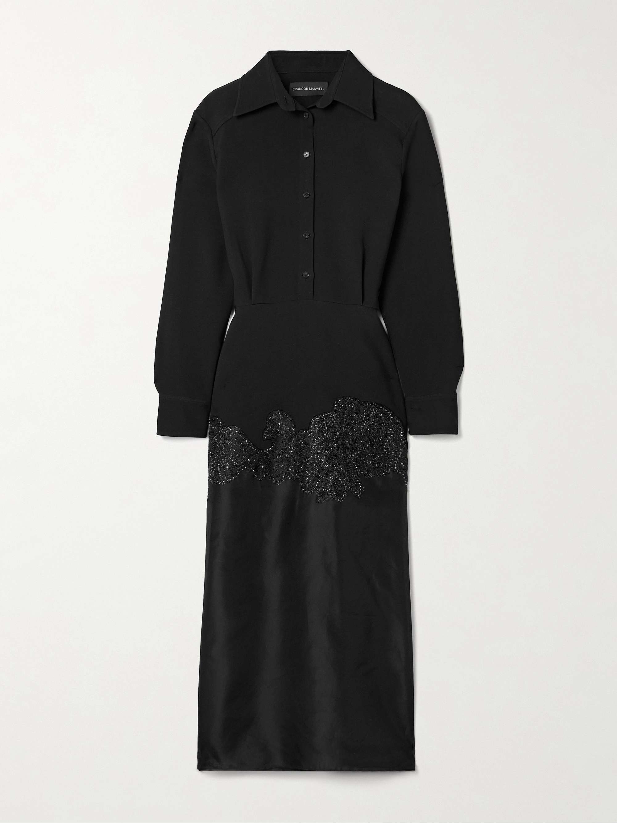 The Amelie crystal-embellished wool-blend crepe and silk-organza midi shirt dress view