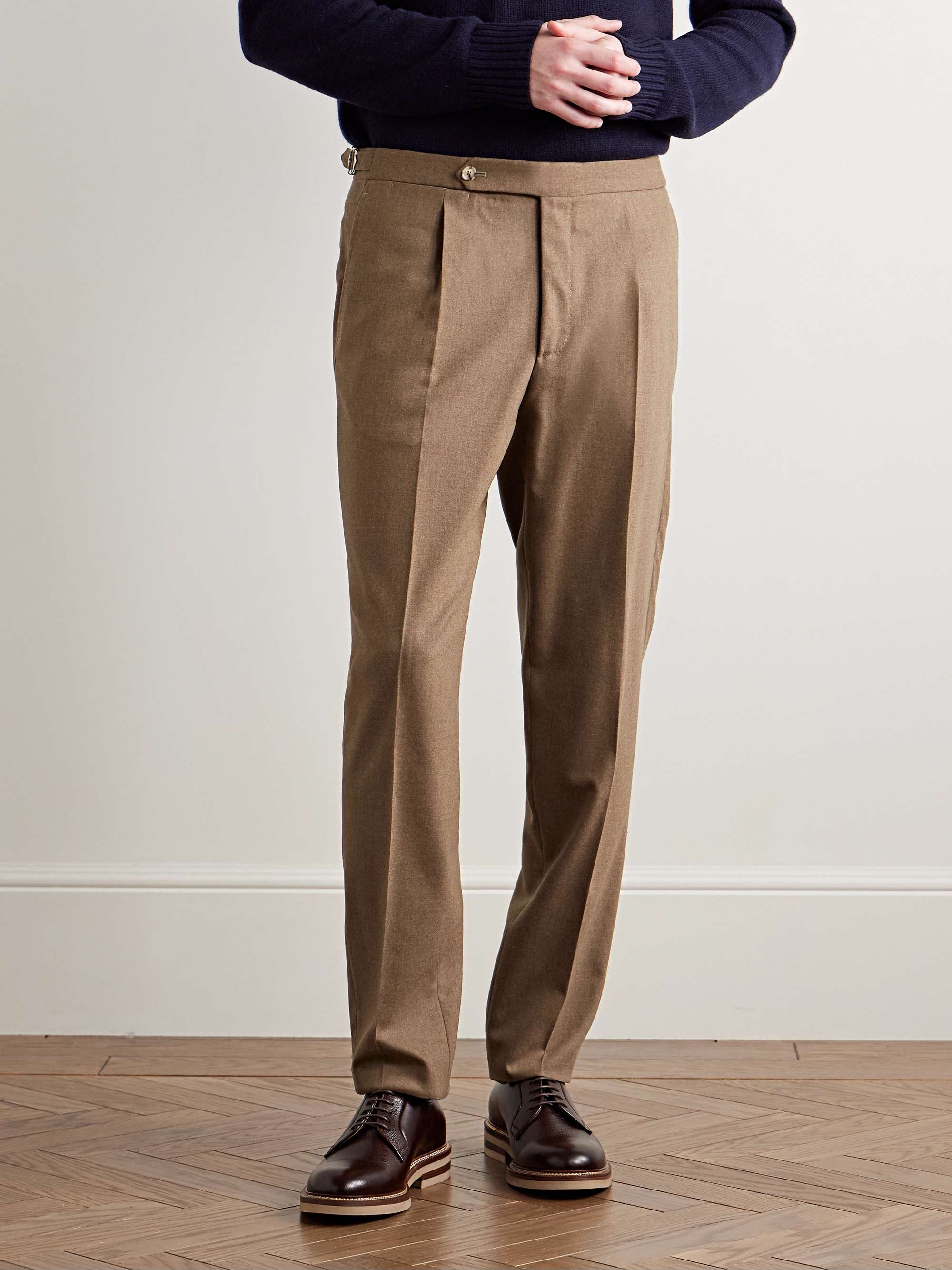 Slim-Fit Pleated Wool-Blend Suit Trousers view