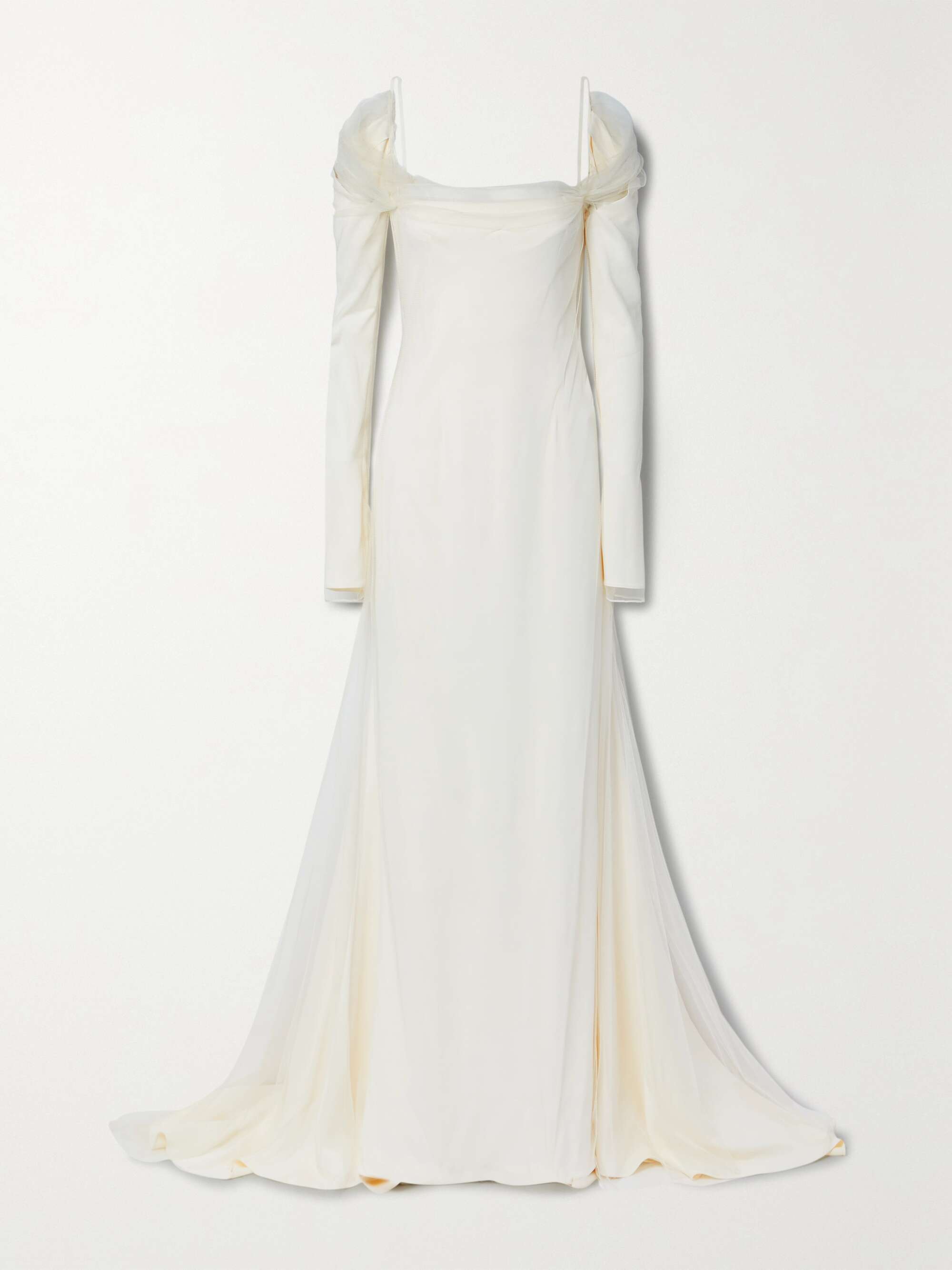 Leona cold-shoulder cady and tulle gown view