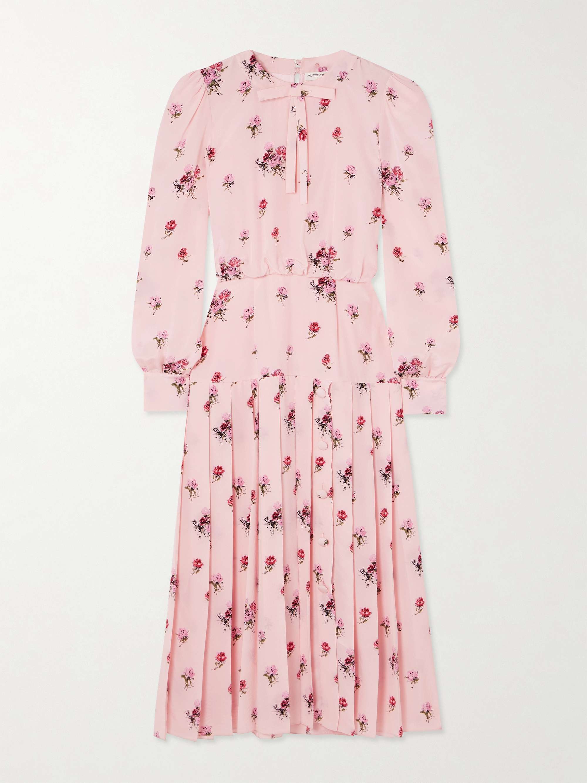 Bow-detailed floral-print silk crepe de chine midi dress view