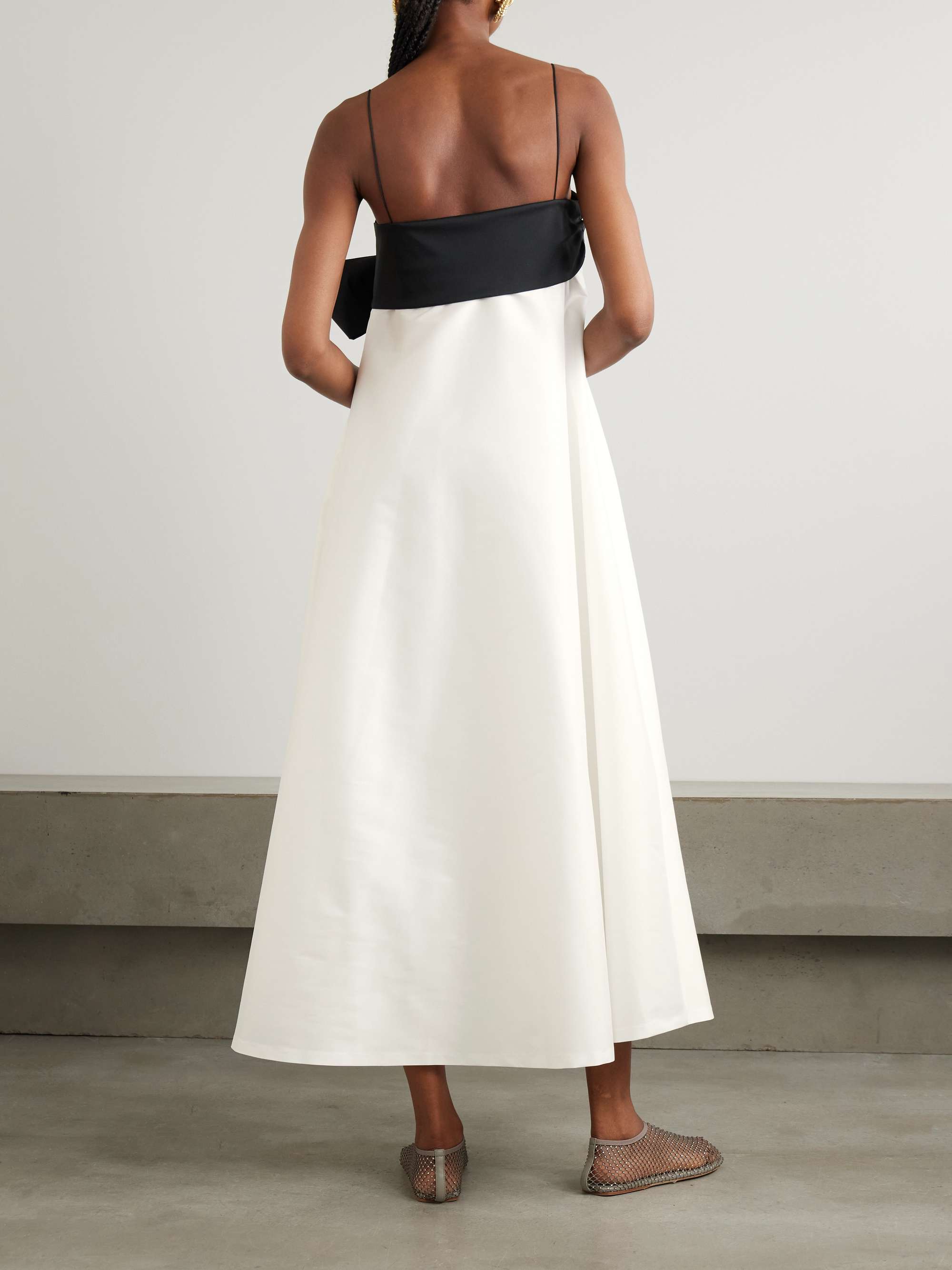 Bailey two-tone bow-embellished taffeta midi dress view