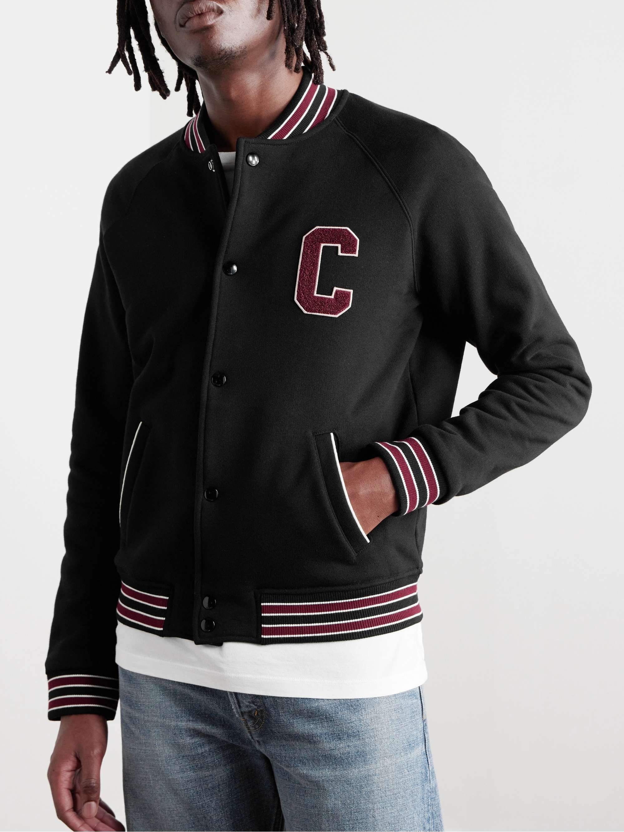 Teddy Logo-Appliquéd Cotton-Jersey Varsity Jacket view