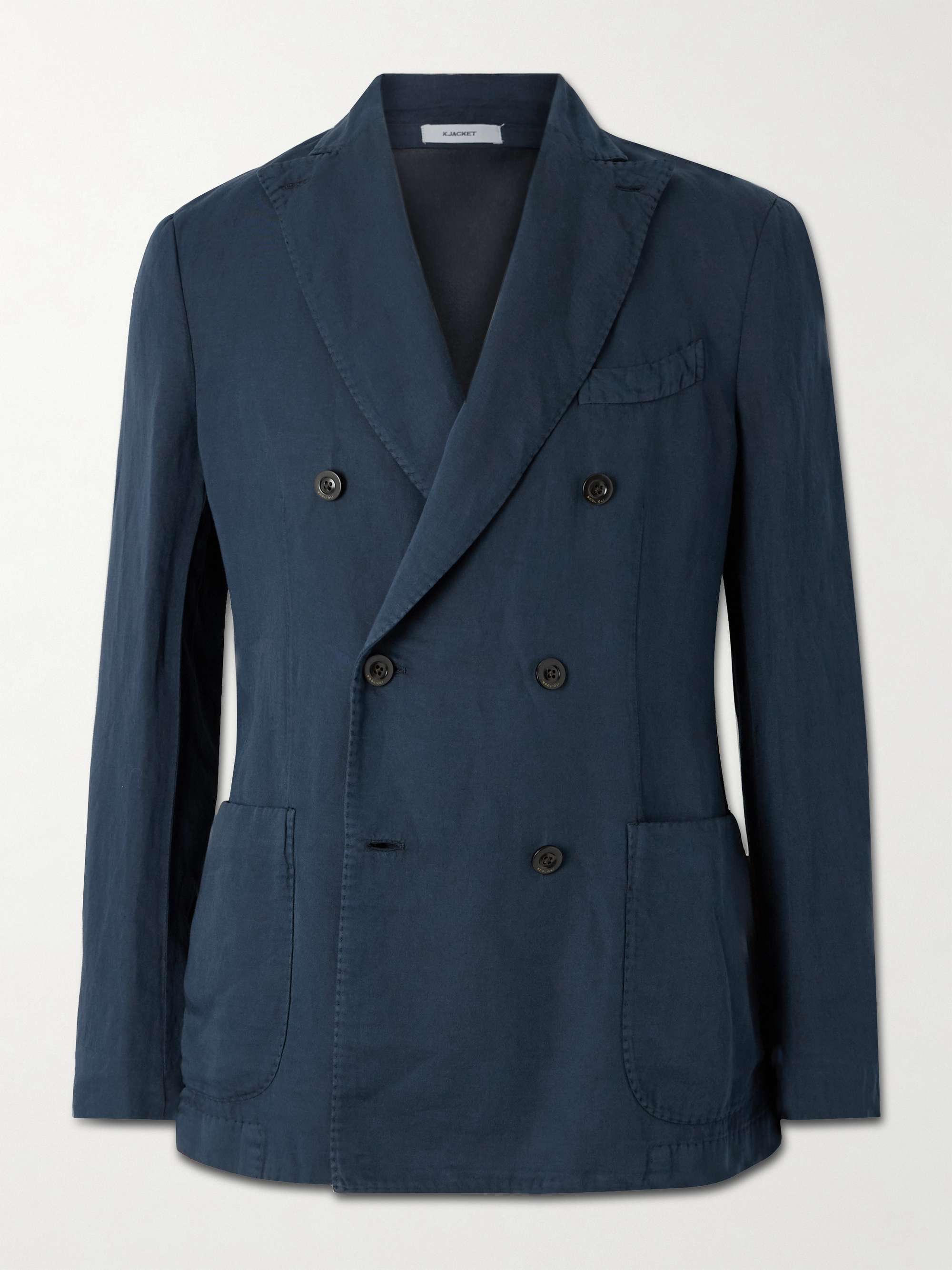 Double-Breasted Cotton and Linen-Blend Blazer view