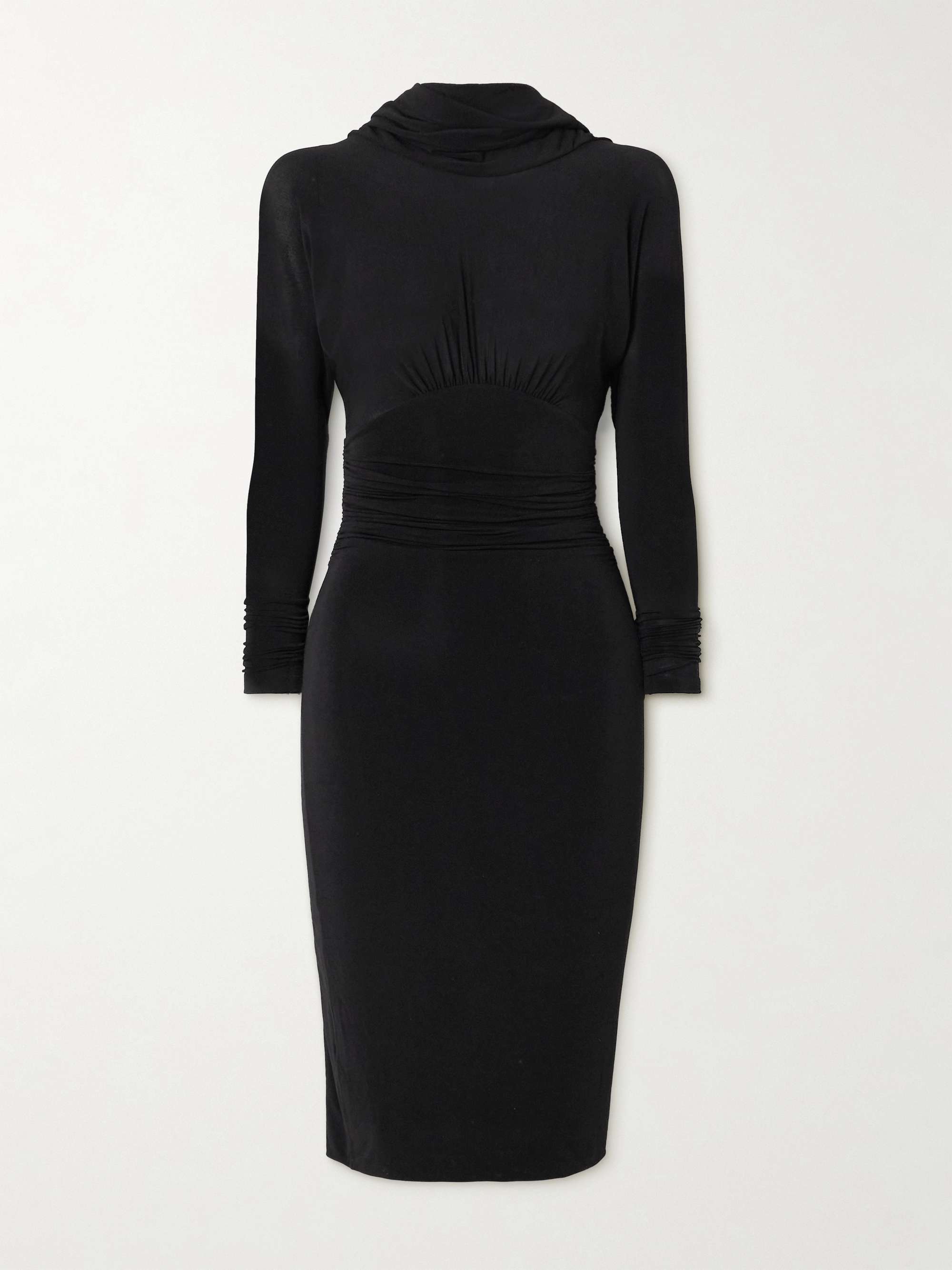Open-back gathered stretch-jersey midi dress view