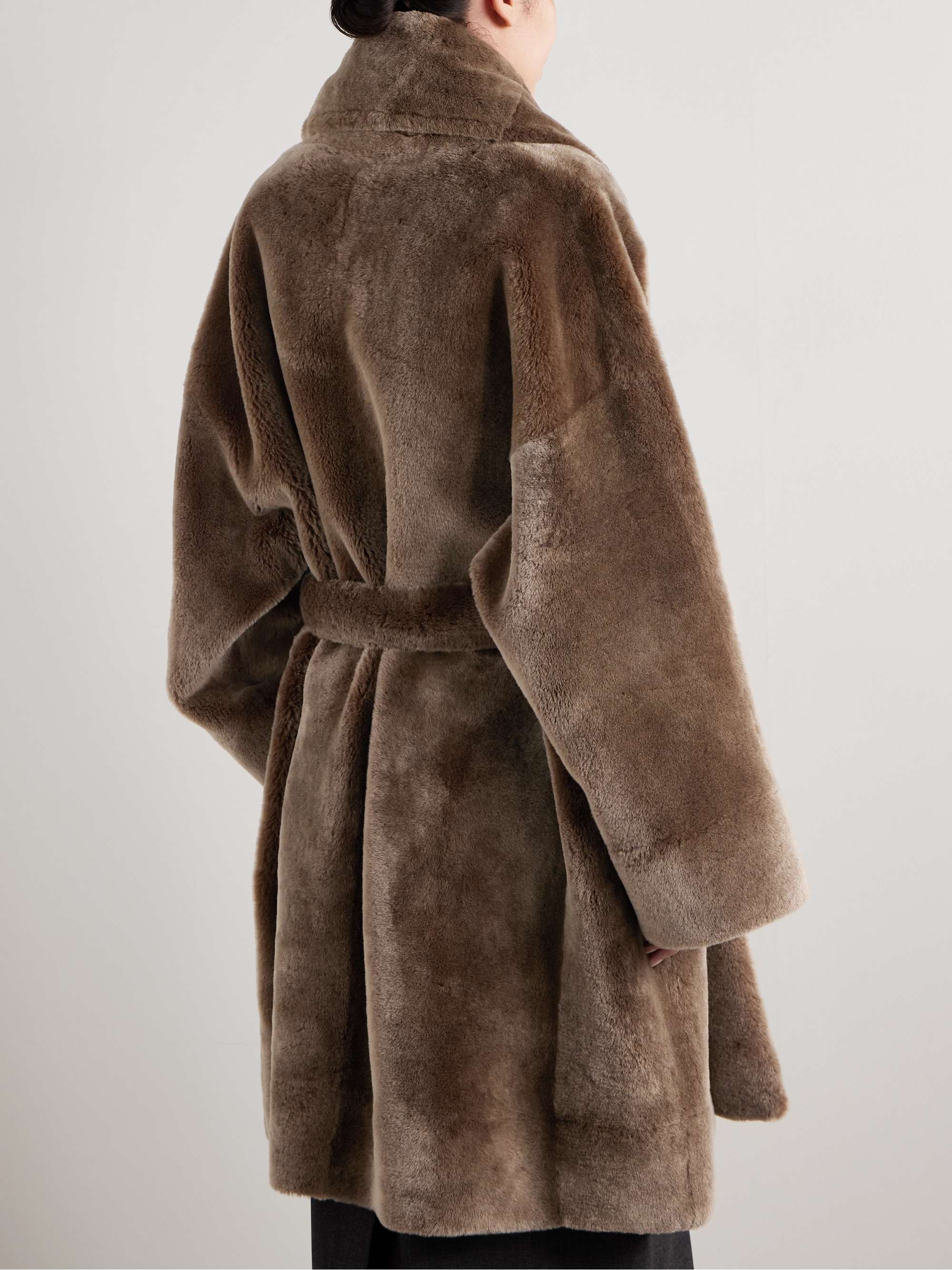 Lucja oversized belted shearling coat view