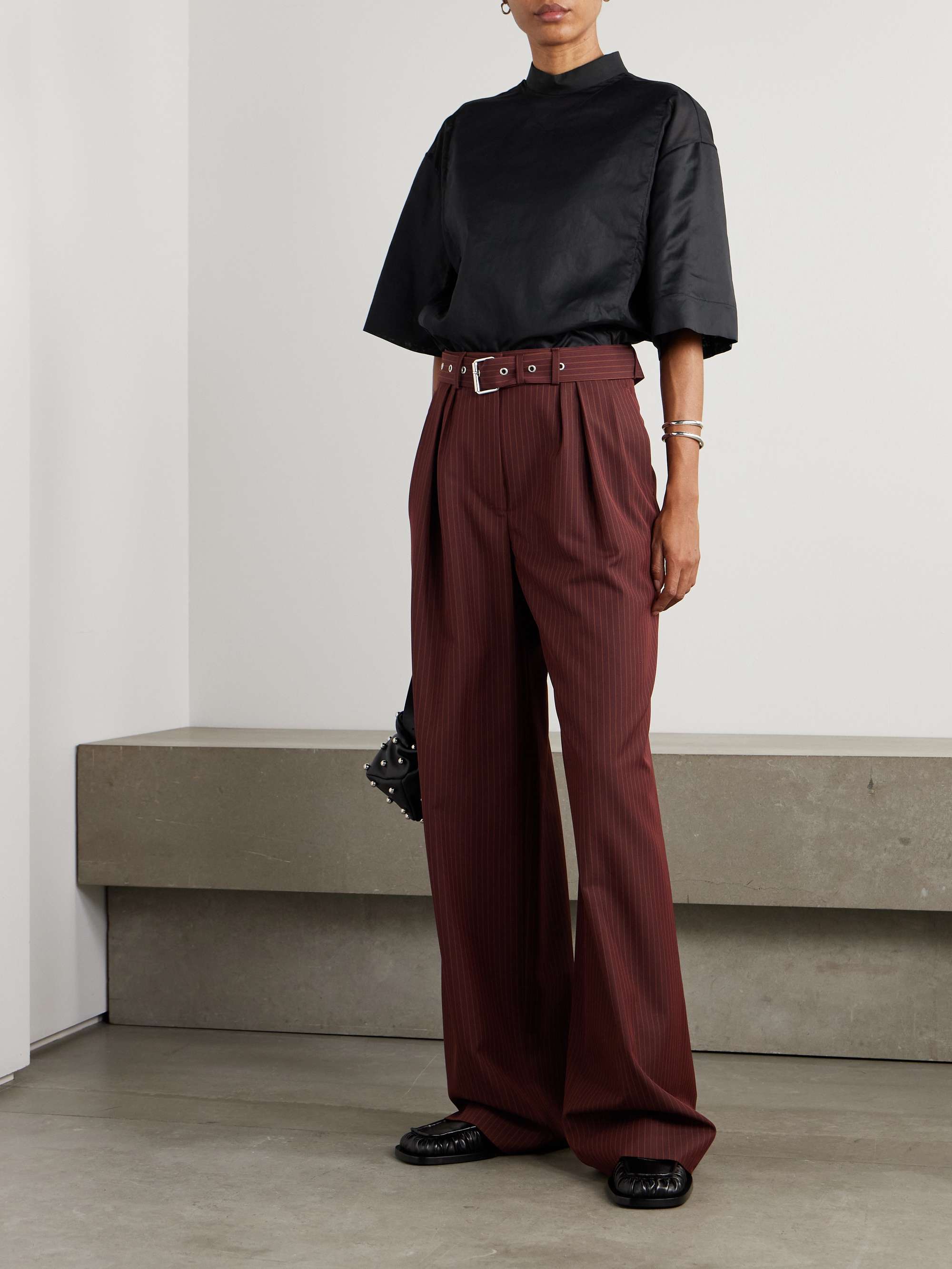 Oversized organza-trimmed cotton-poplin top view