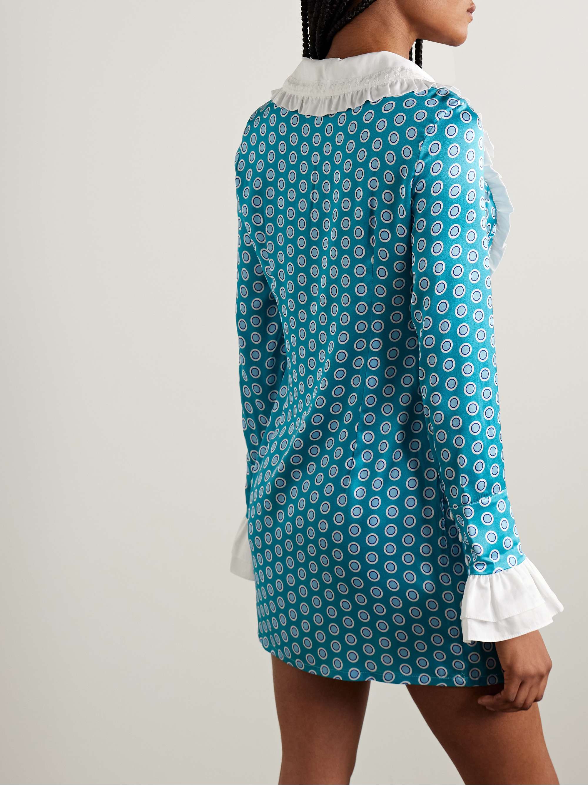 Vittoria ruffled cotton-trimmed printed silk-blend satin mini dress view