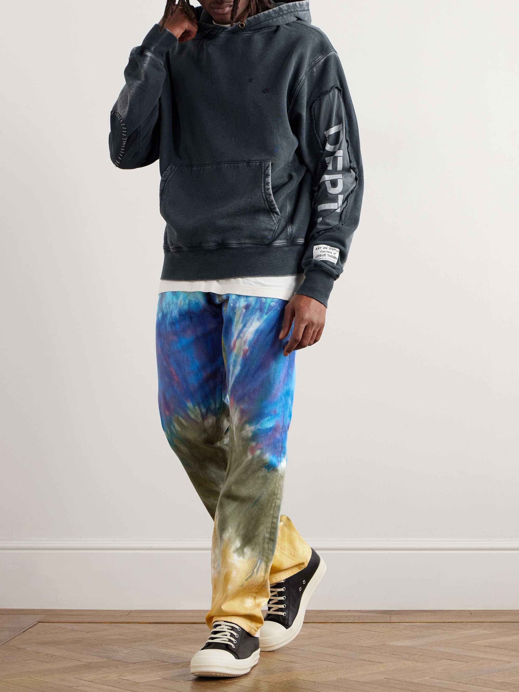 Marley Straight-Leg Distressed Tie-Dyed Jeans view