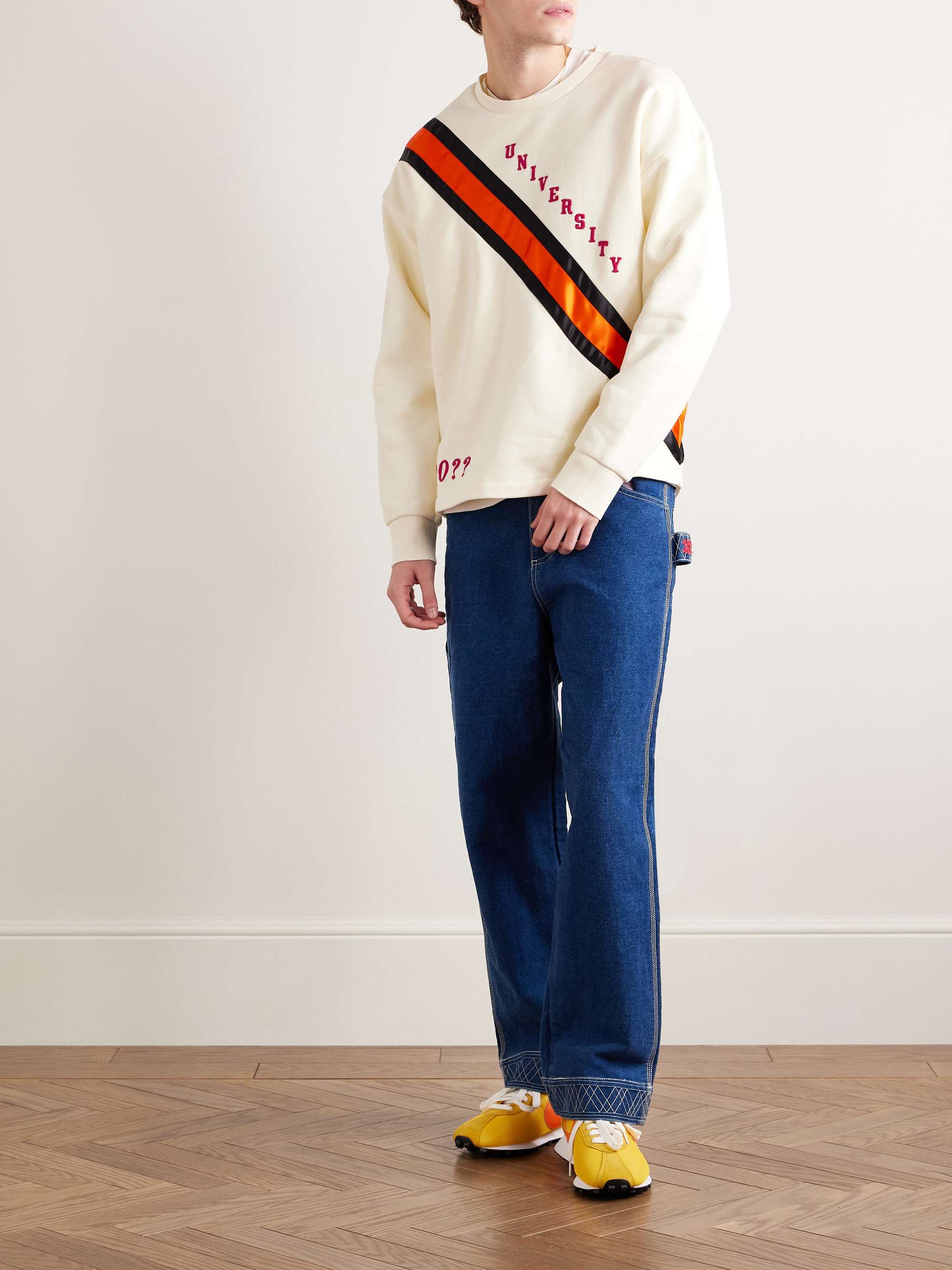 Grad Colors Satin-Trimmed Embroidered Cotton-Jersey Sweatshirt view