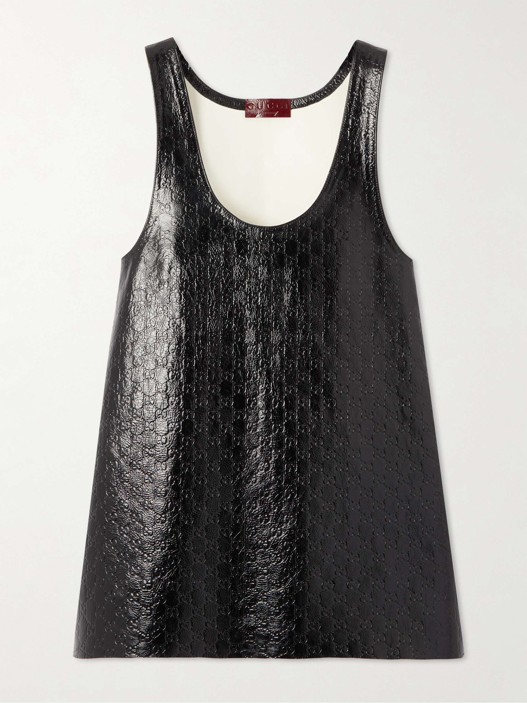 Embossed crinkled patent-leather mini dress view