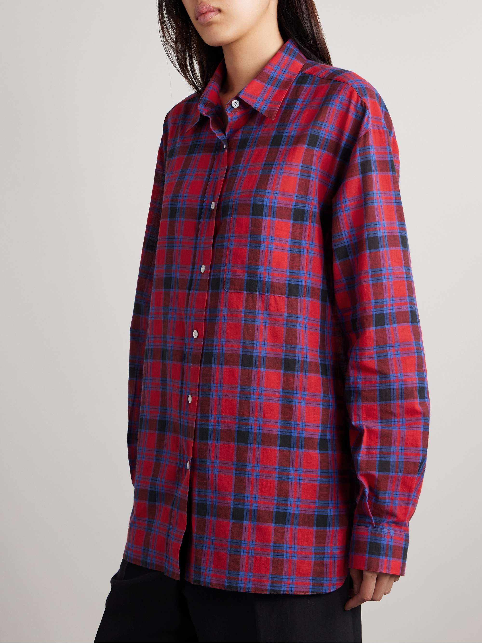 Nesson oversized checked cotton-voile shirt view