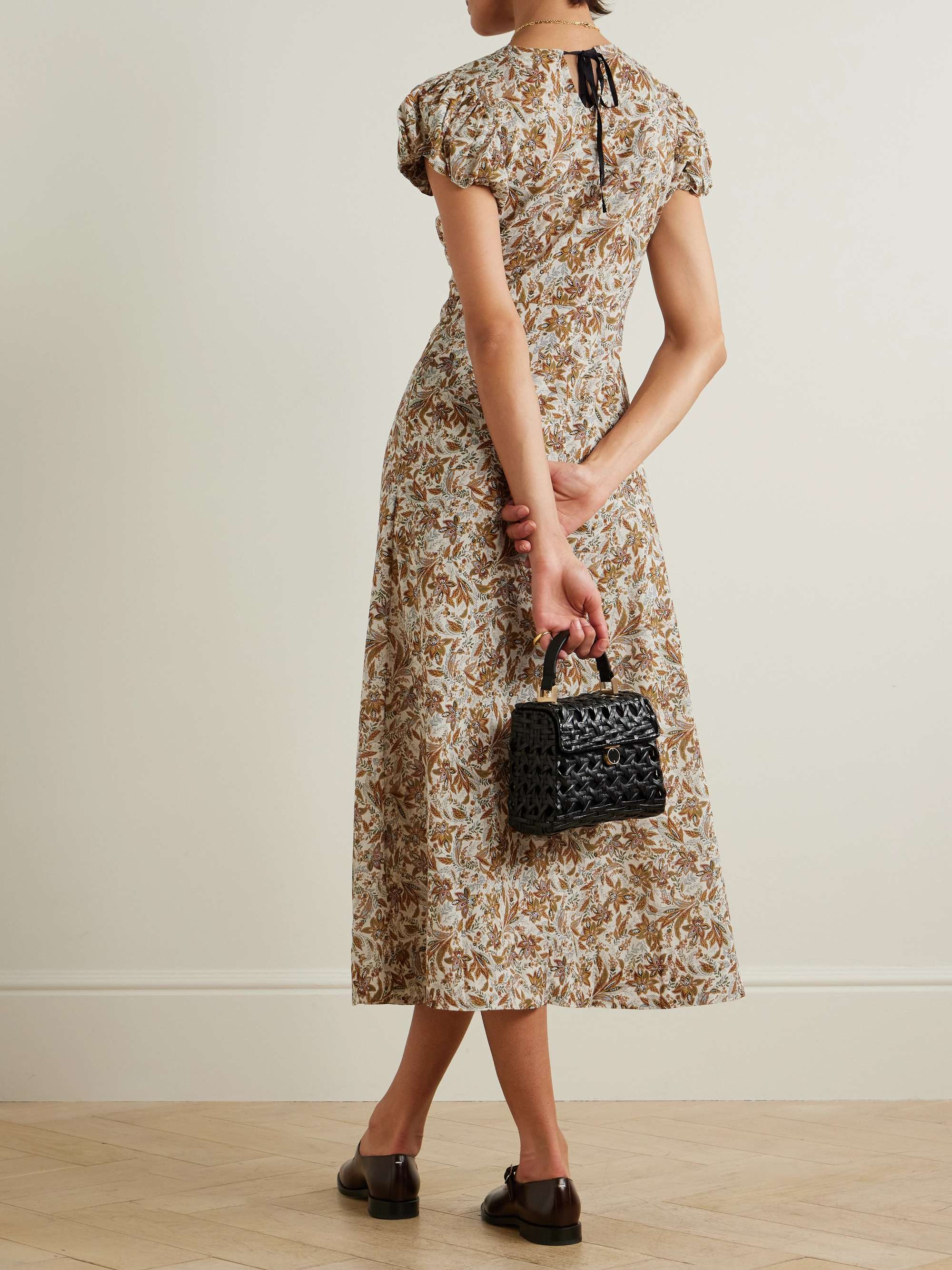 Rhodia floral-print organic cotton-voile midi dress view