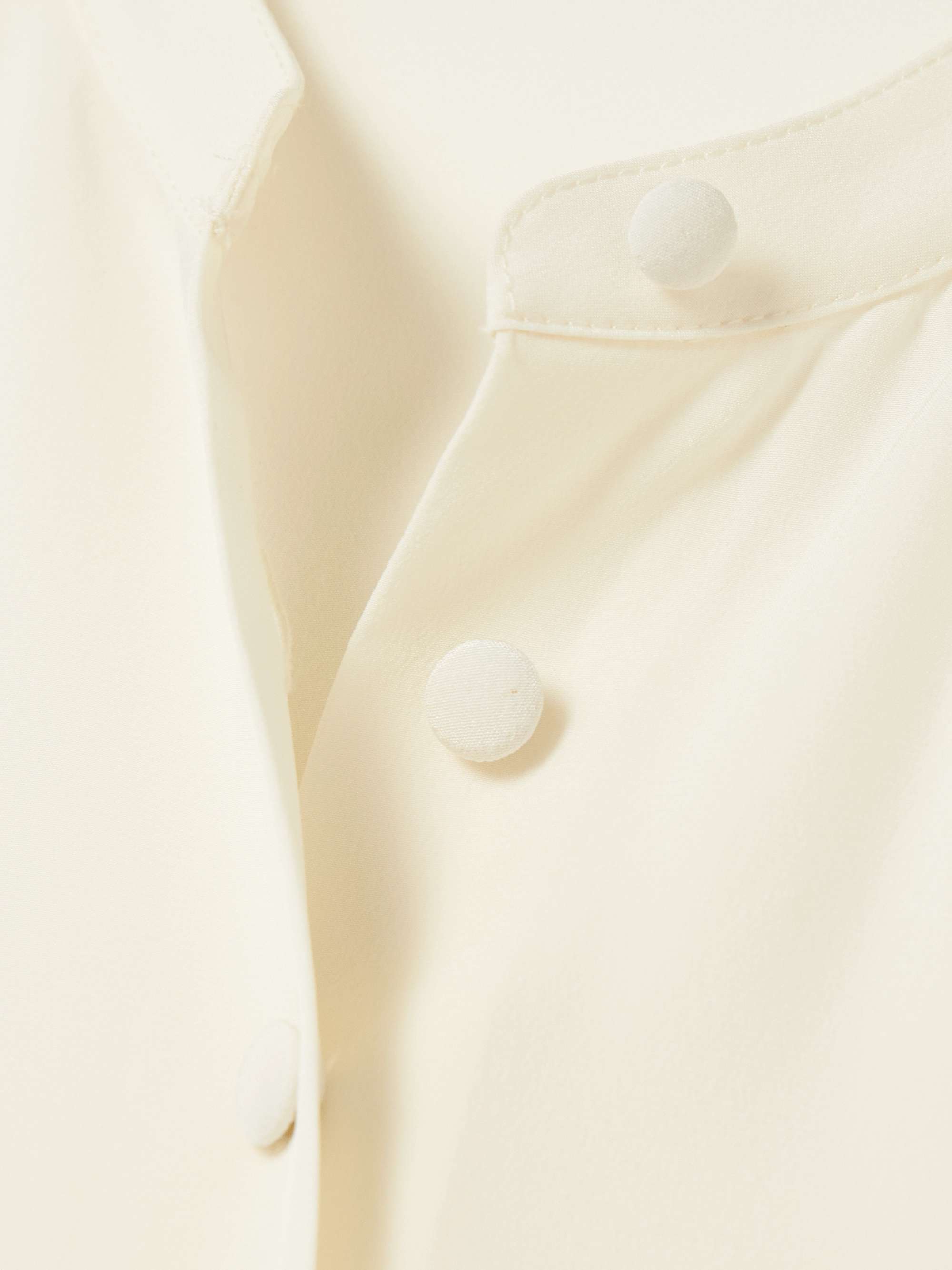 Ruched lace-trimmed silk crepe de chine blouse view